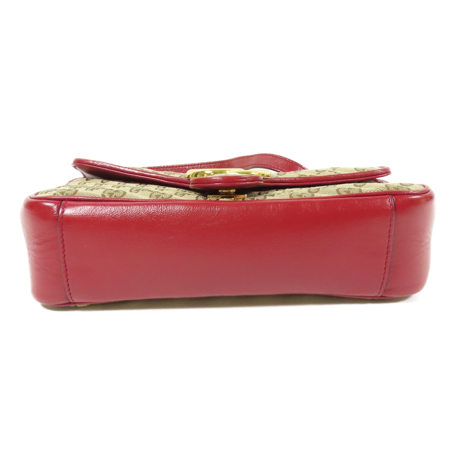 GUCCI GG GHW Marmont Bag Chain Shoulder Bag GG Canvas Brown Red