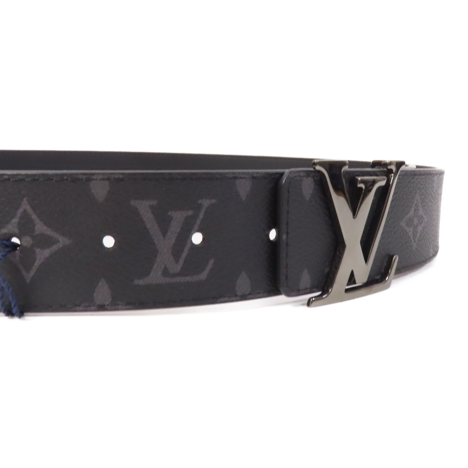 LOUIS VUITTON Monogram Eclipse Initiales皮帶黑色
