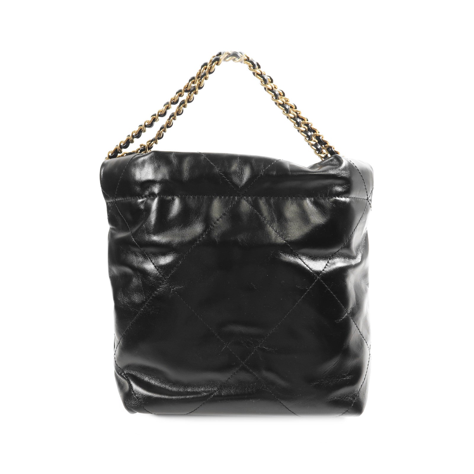 CHANEL 牛皮皮革Mini C22金扣鏈帶手挽肩背兩用袋