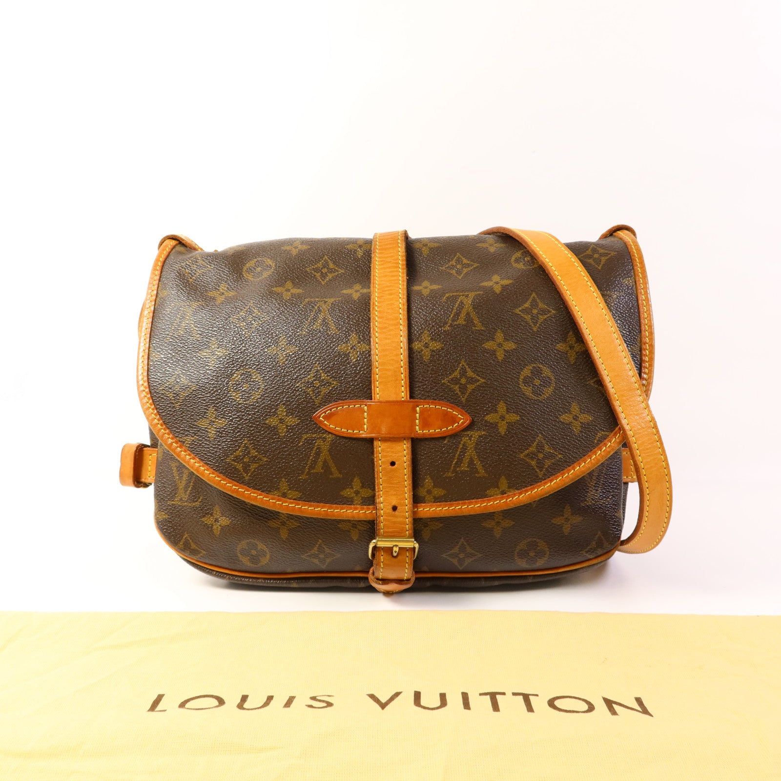 LOUIS VUITTON Monogram Saumur 30金扣肩背袋棕色