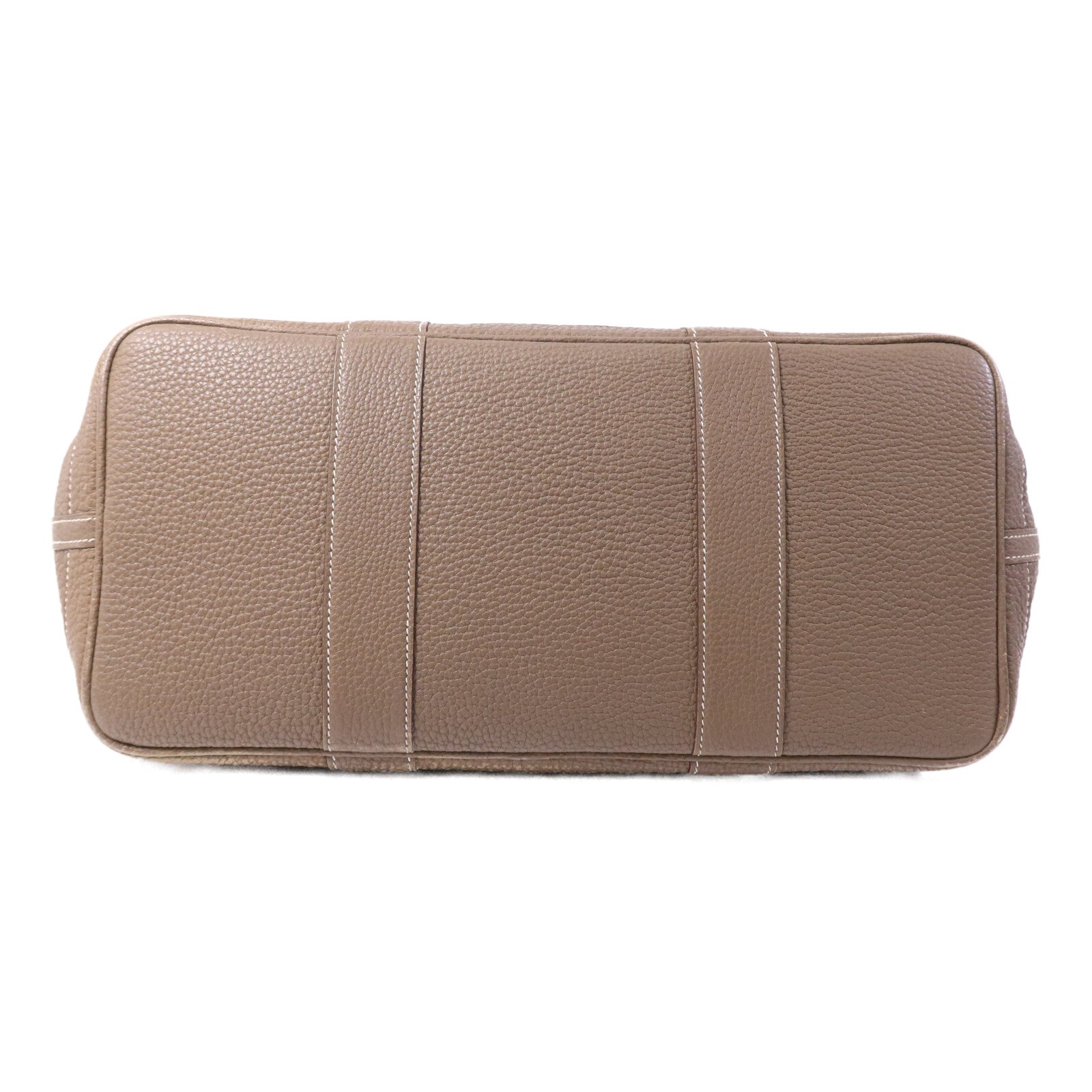 HERMES Clemence皮革GardenParty PM銀扣手挽袋Etoupe
