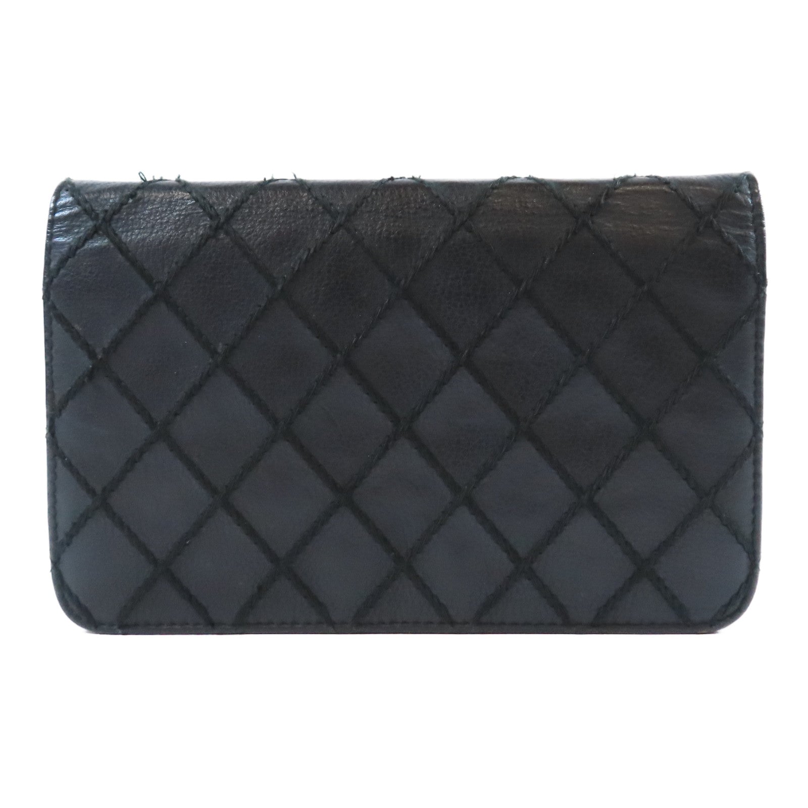 CHANEL 【激減優惠】菱格羊皮皮革WOC Chain Shoulder Bag銀扣鏈帶肩背袋黑色