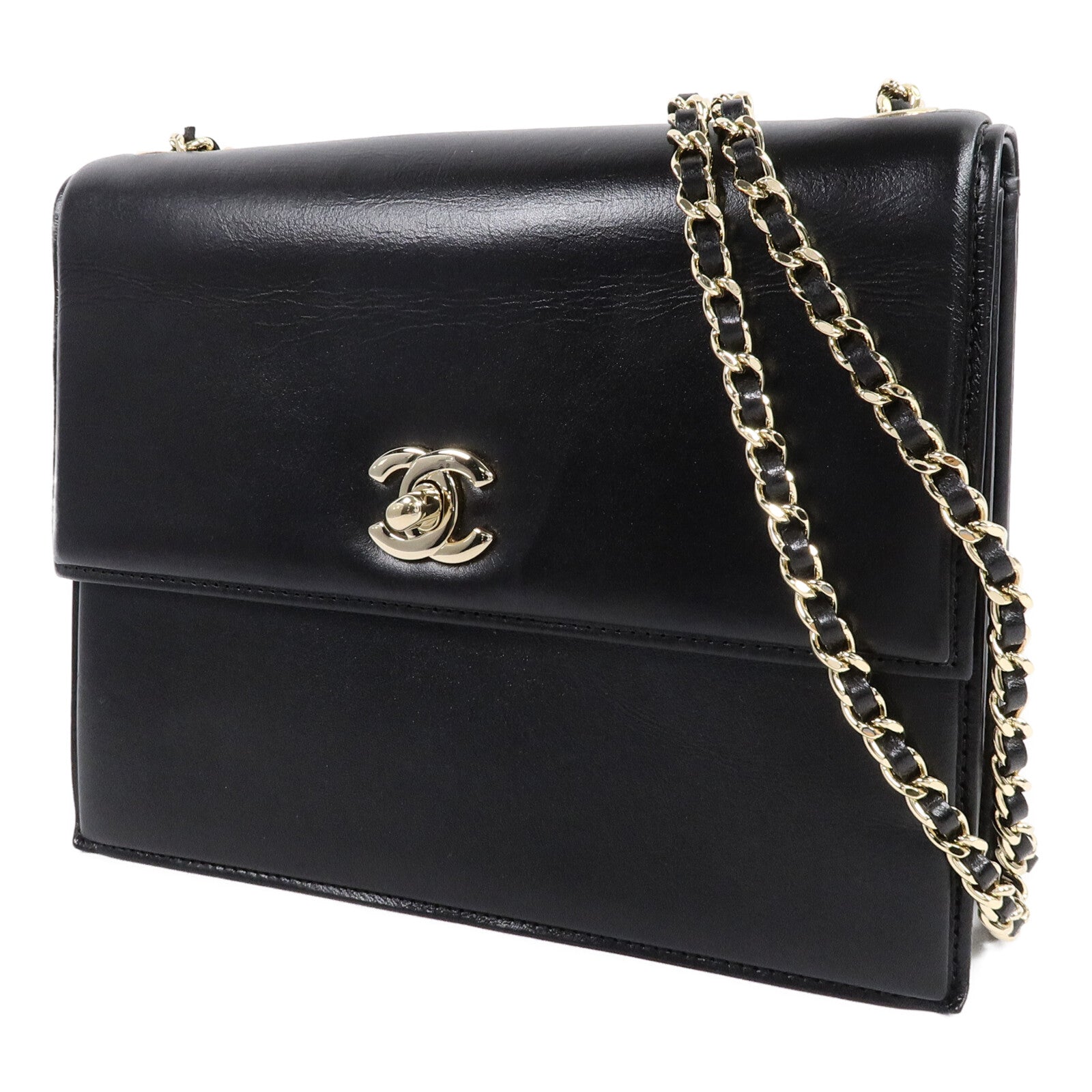 CHANEL 牛皮皮革Square Frame Flap鏈帶肩背袋