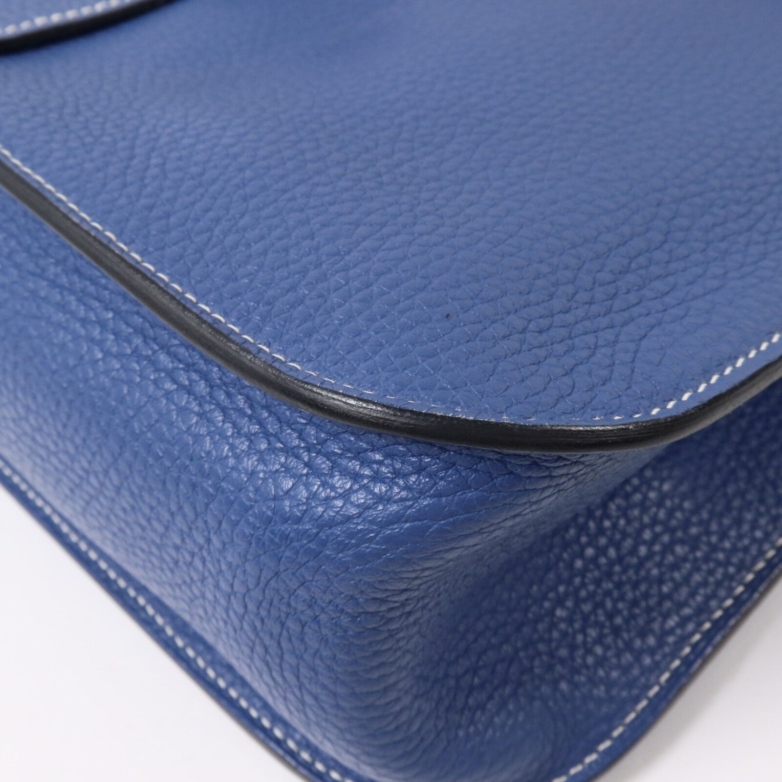 HERMES Clemence皮革Halzan 31手挽肩背兩用袋Bleu Brighton