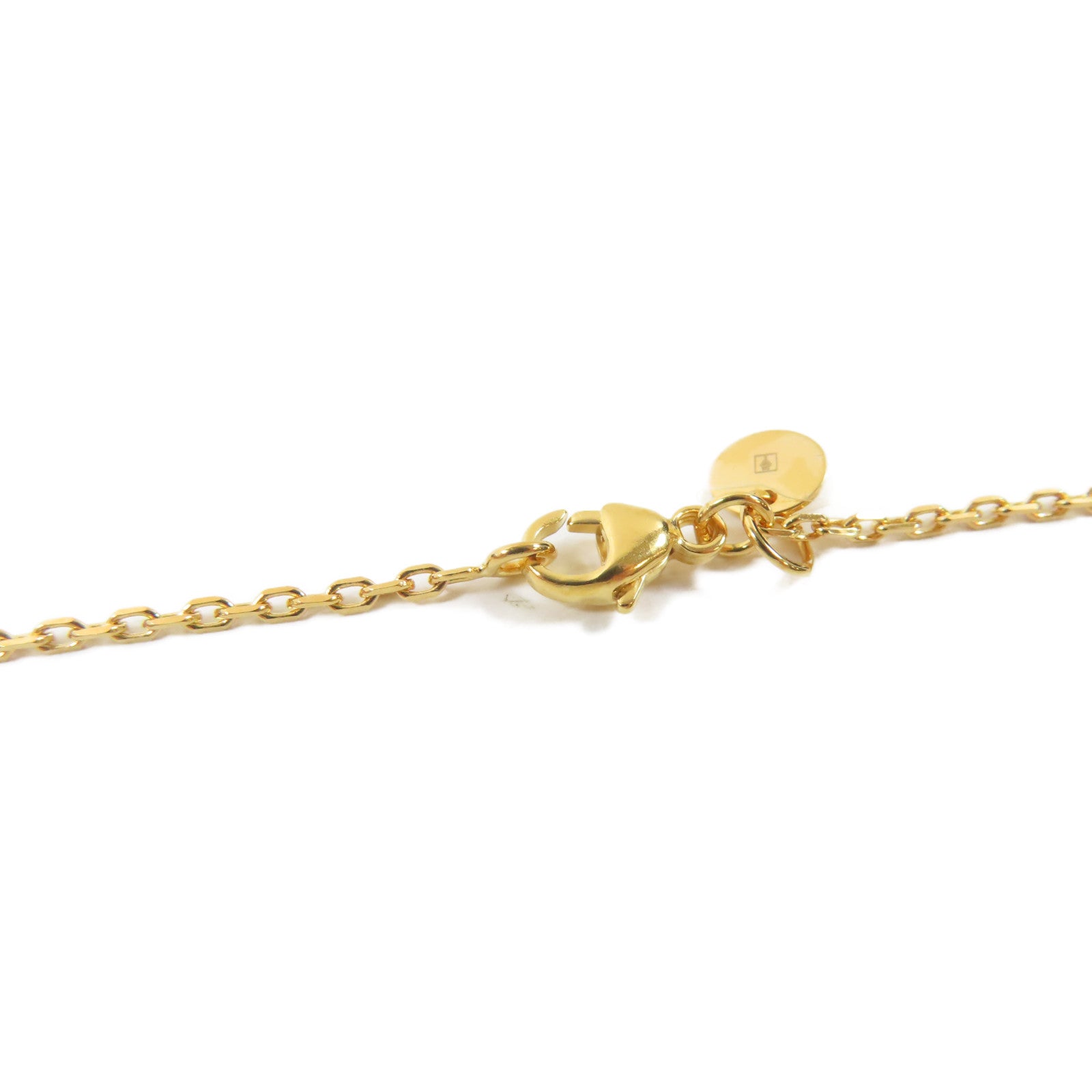 HERMES 皮革/金屬As de Coeur Pendant Necklace項鍊啡色/金色#48cm