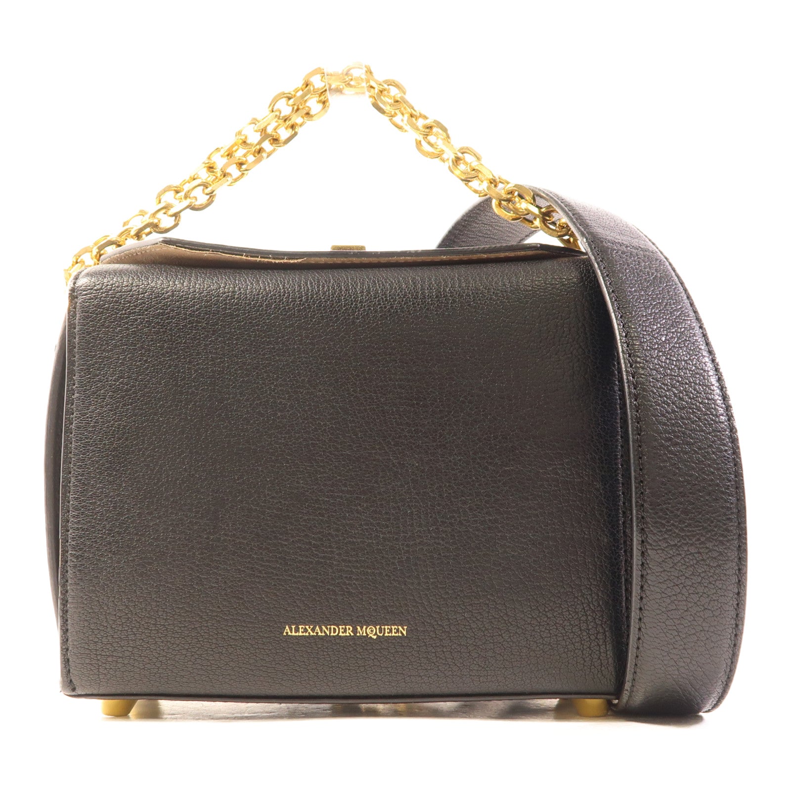Alexander McQueen 牛皮皮革Alexander Mcqueen金扣鏈帶手挽肩背兩用袋