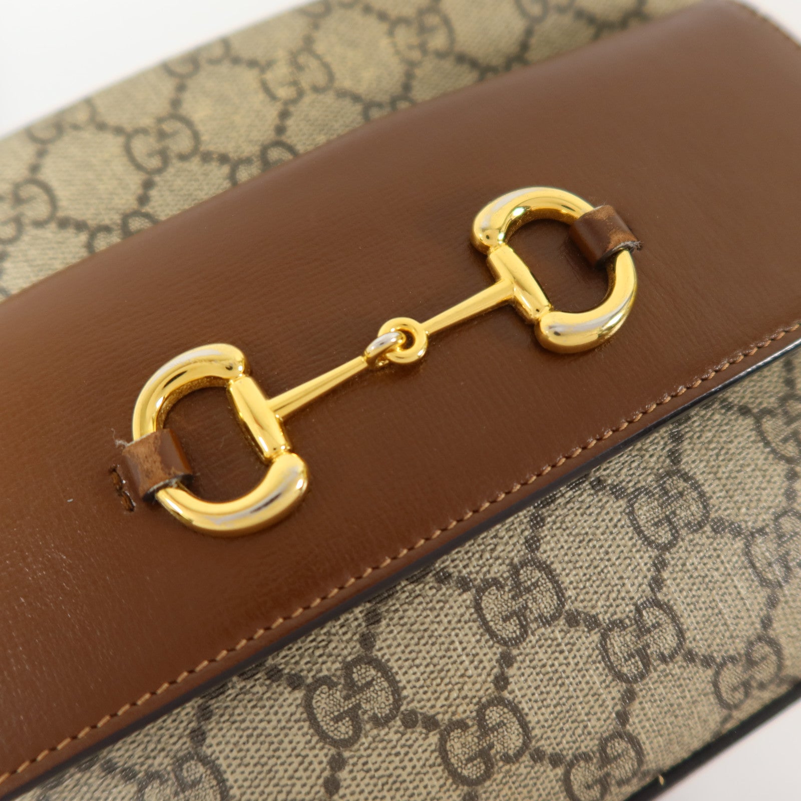GUCCI 塗層帆布Horsebit 1955金扣肩背袋