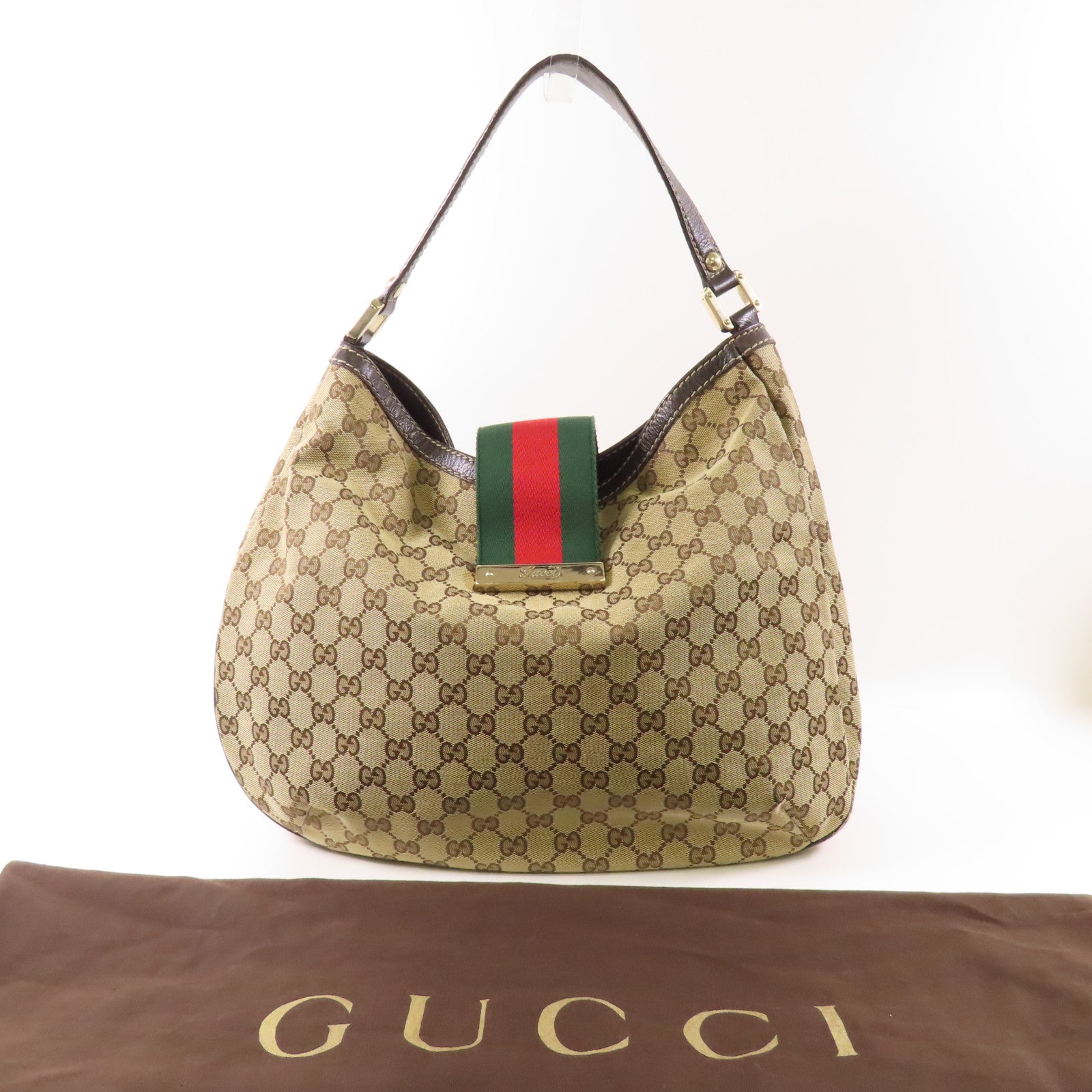 GUCCI 帆布New Web Guccissima金扣肩背袋