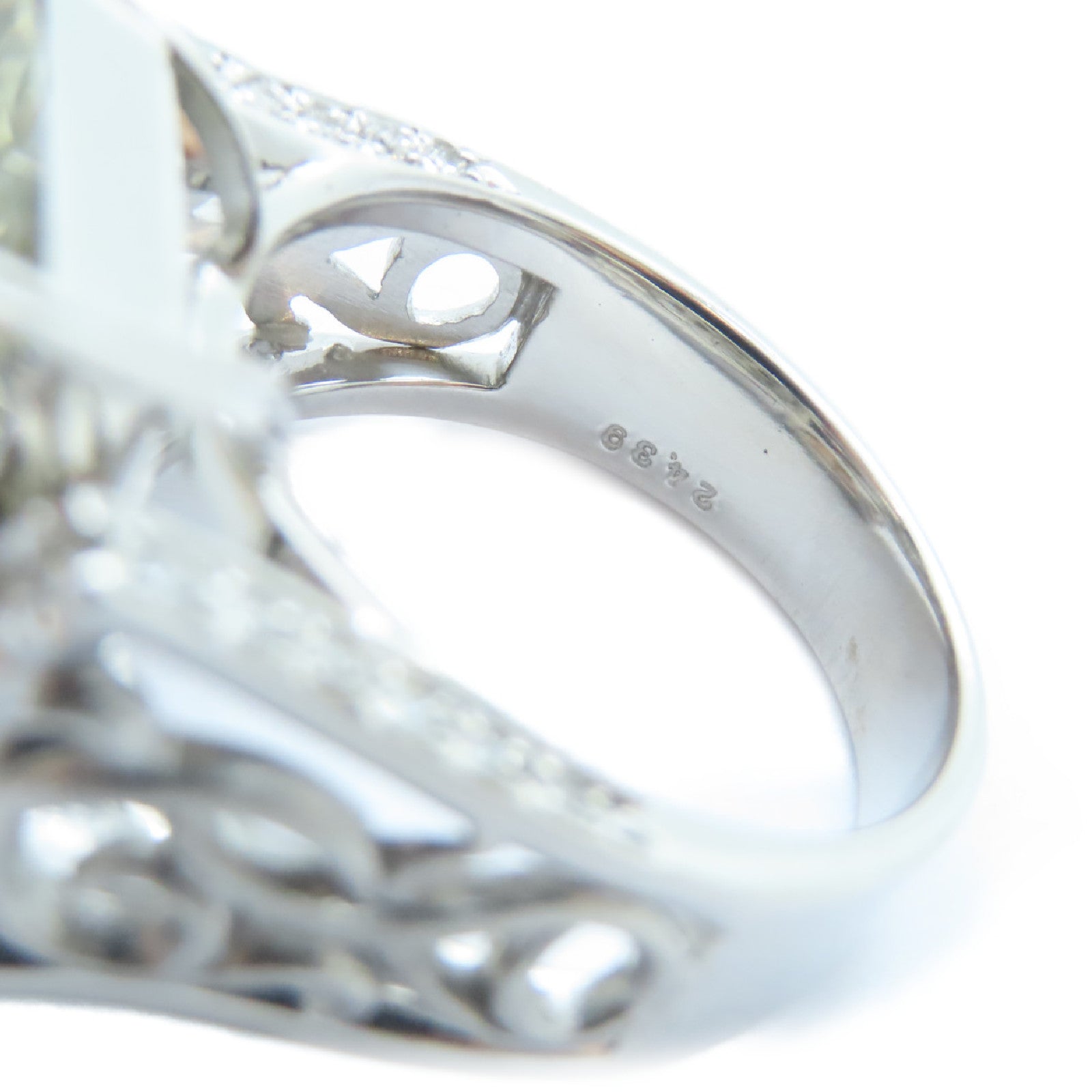 JEWELRY 18K白金Topaz Diamond Ring 24.39ct黃玉/0.46ct鑽石戒指US#7.5
