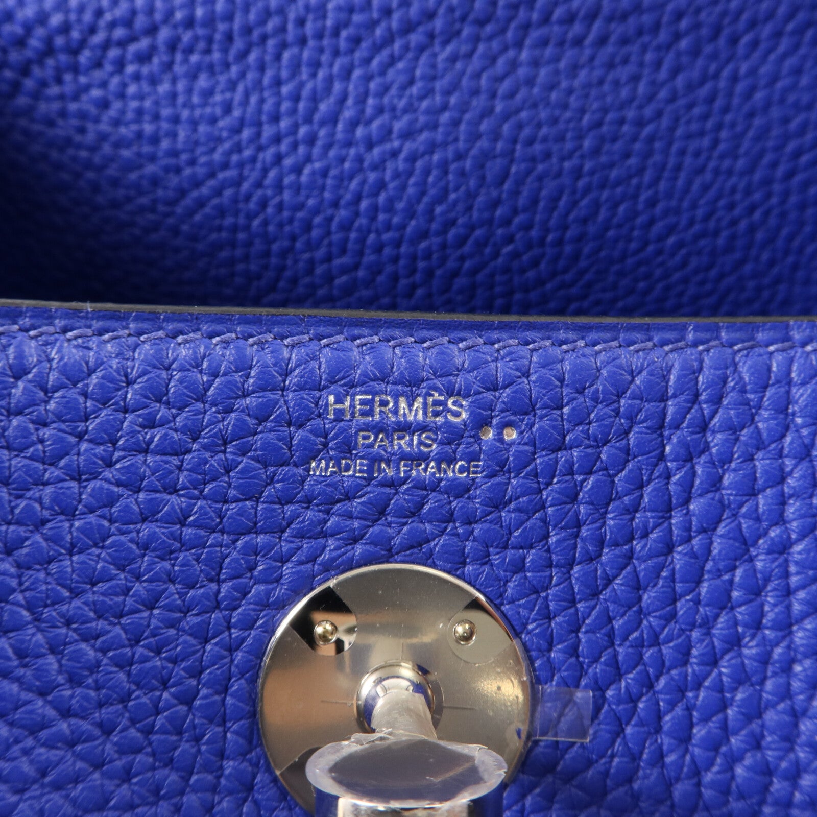 HERMES Clemence皮革/鱷魚皮革Lindy 26 Touch手挽肩背兩用袋Bleu Royal