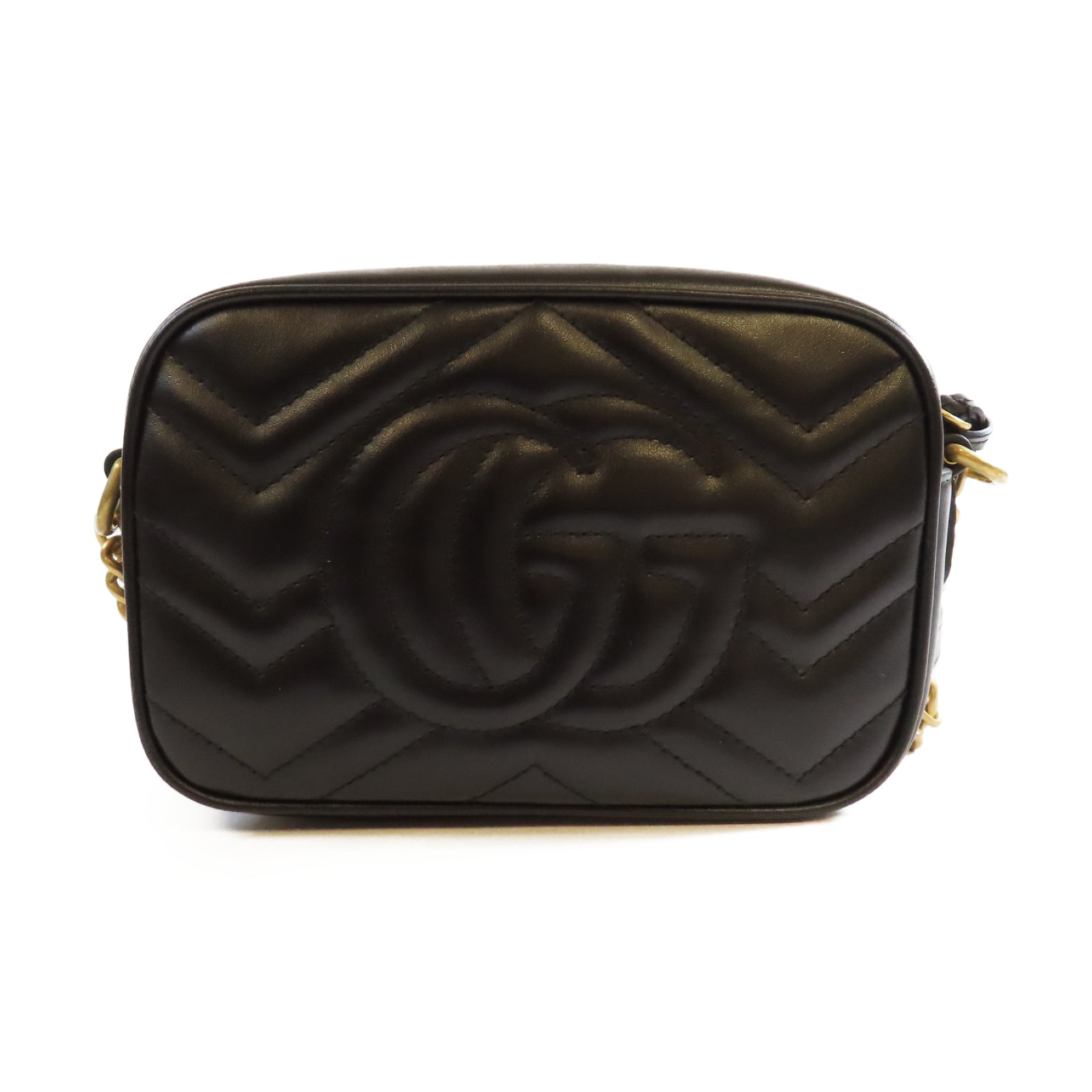 GUCCI 【激減優惠】牛皮皮革GG Marmont金扣肩背袋黑色