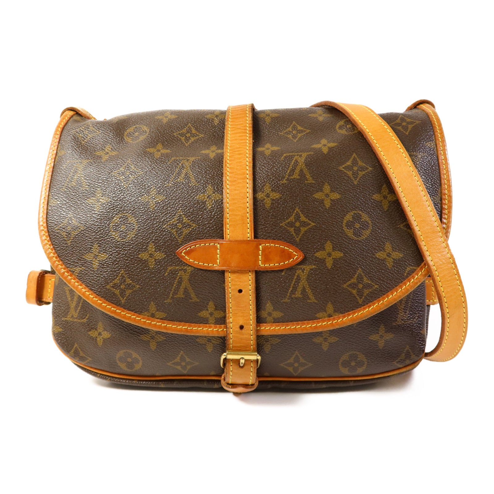 LOUIS VUITTON Monogram Saumur 30金扣肩背袋棕色