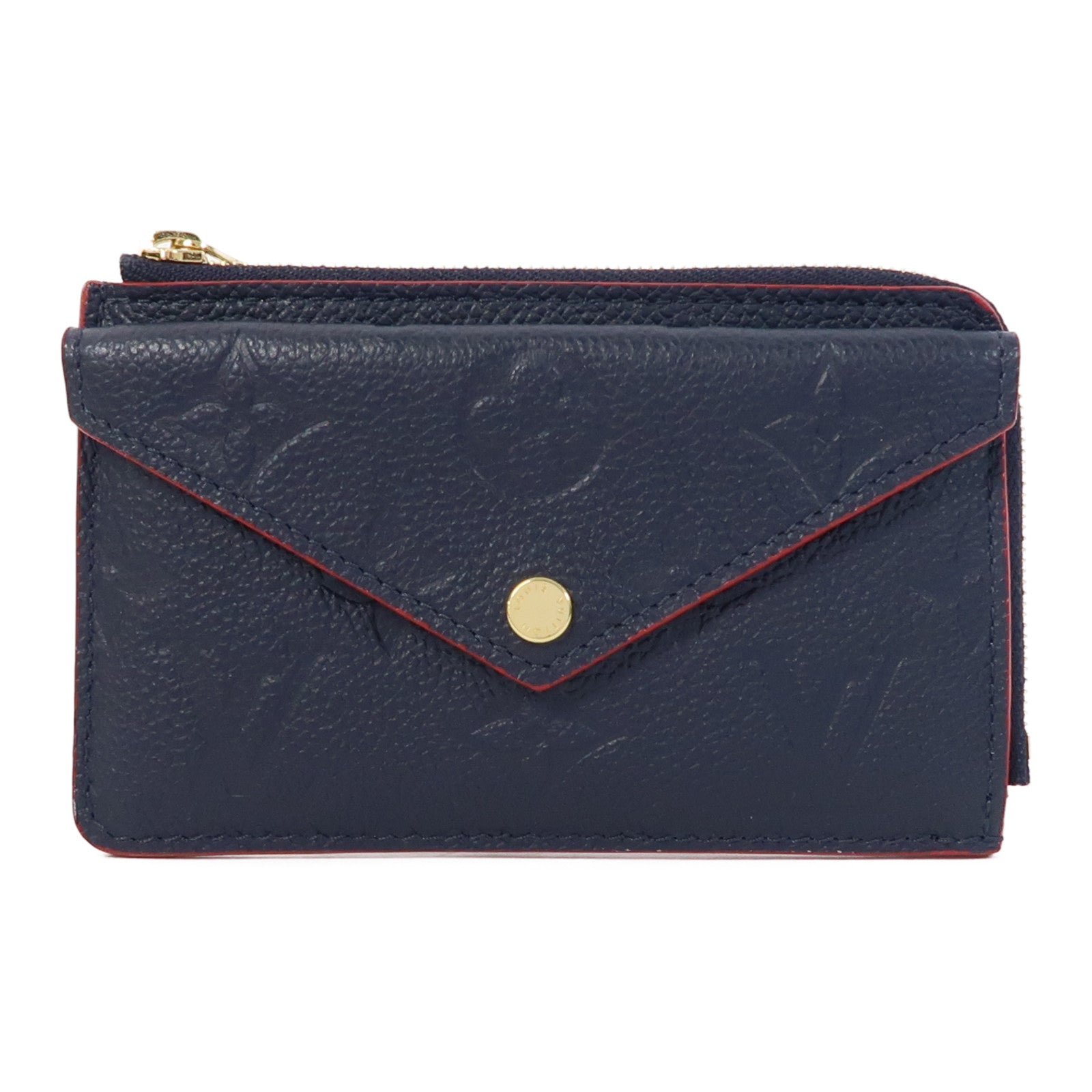 LOUIS VUITTON Monogram Empreinte Recto Verso金扣卡片套深藍色