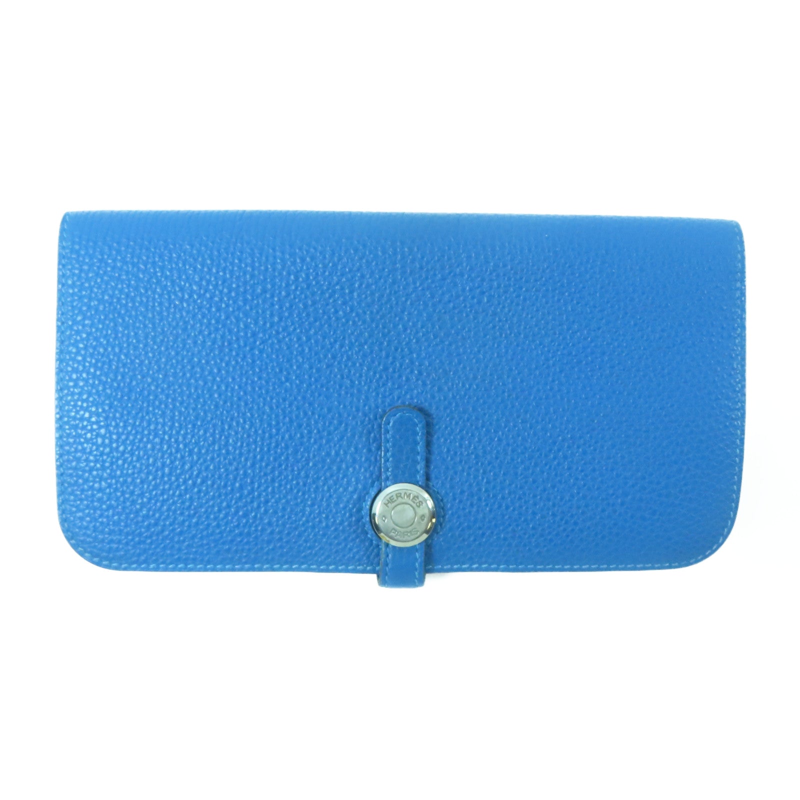HERMES 【激減優惠】Togo皮革Dogon Long Wallet銀扣長錢包藍色