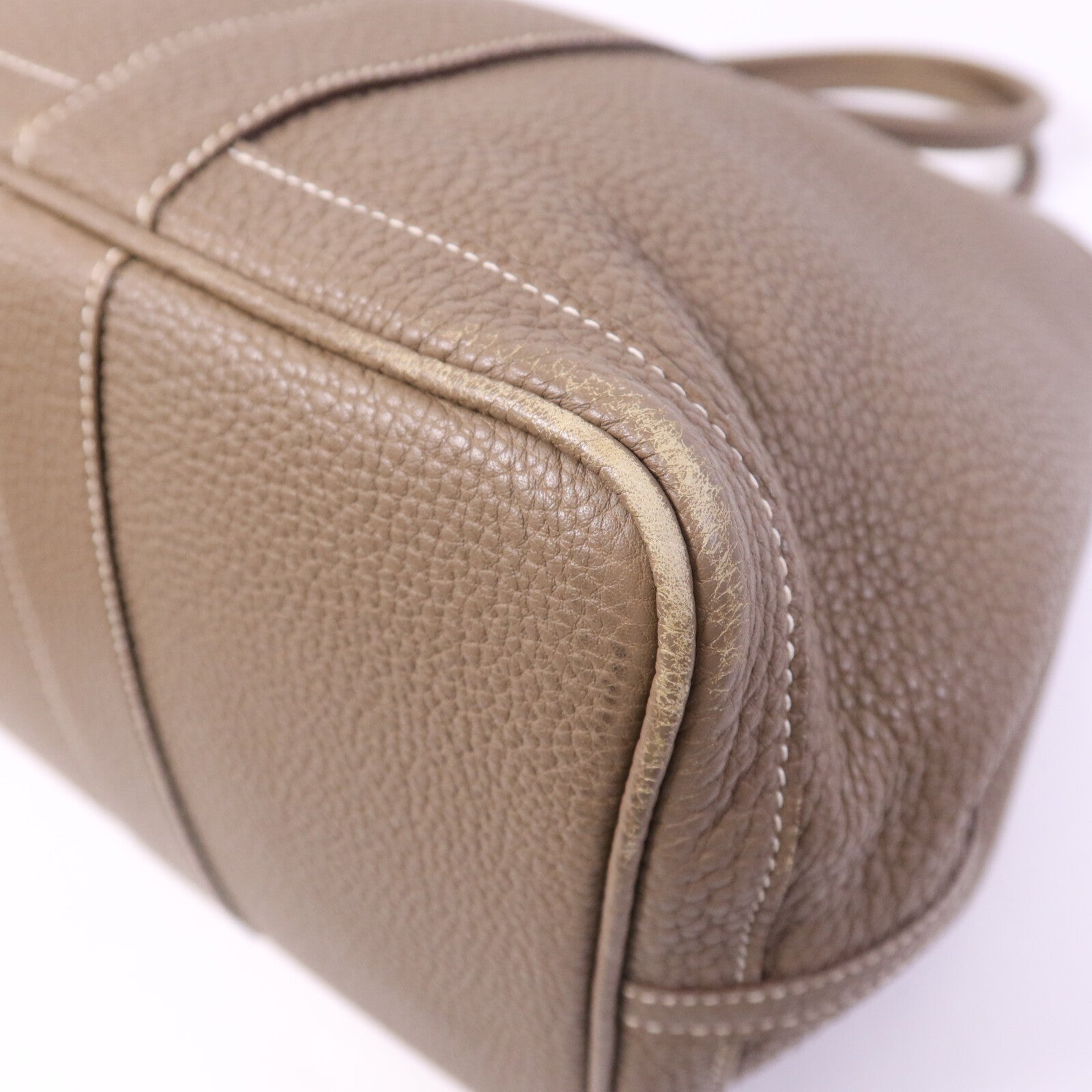 HERMES Clemence皮革GardenParty PM銀扣手挽袋Etoupe