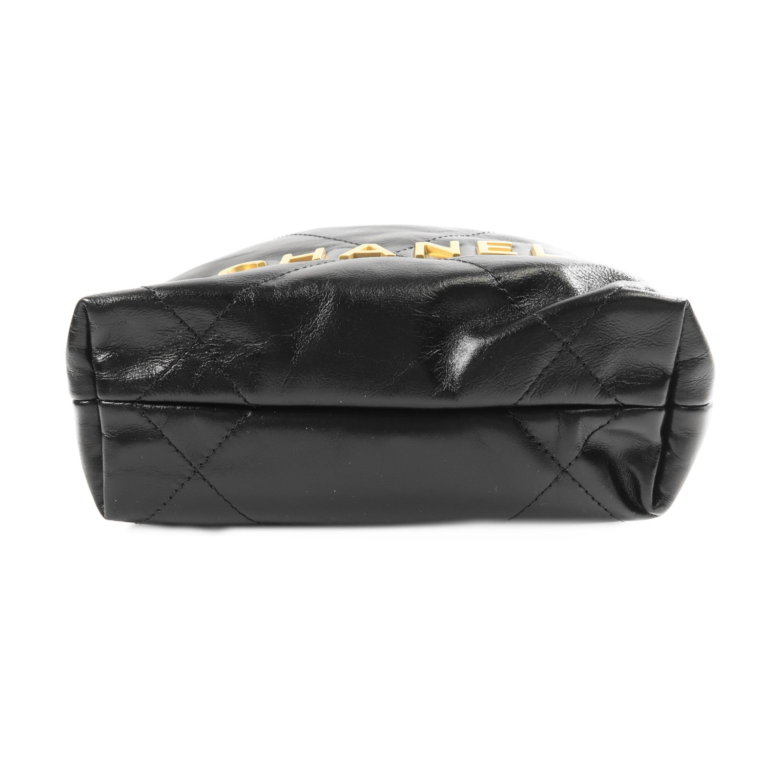 CHANEL 牛皮皮革Mini C22金扣鏈帶手挽肩背兩用袋