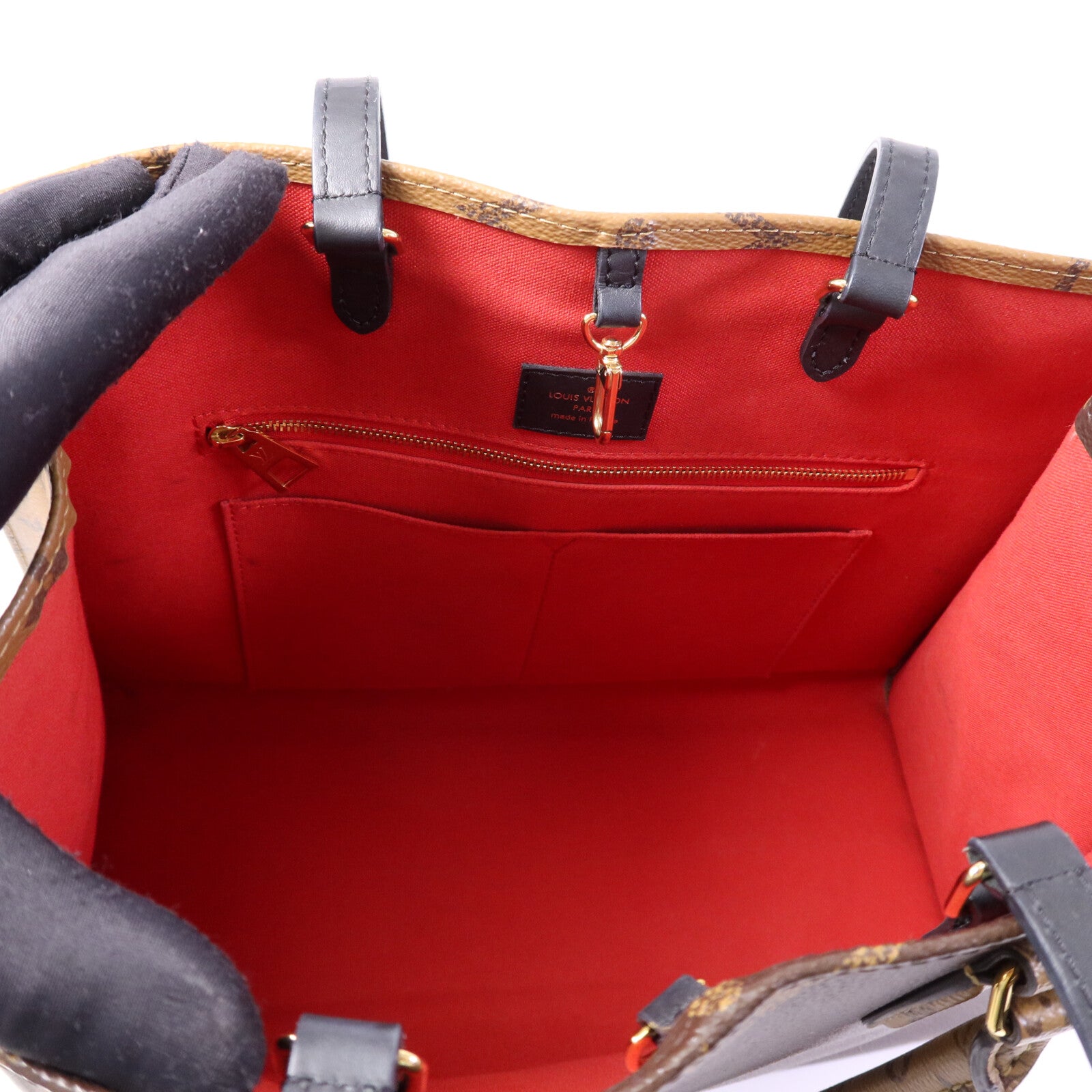 LOUIS VUITTON Monogram Giant On The Go MM金扣手挽肩背兩用袋