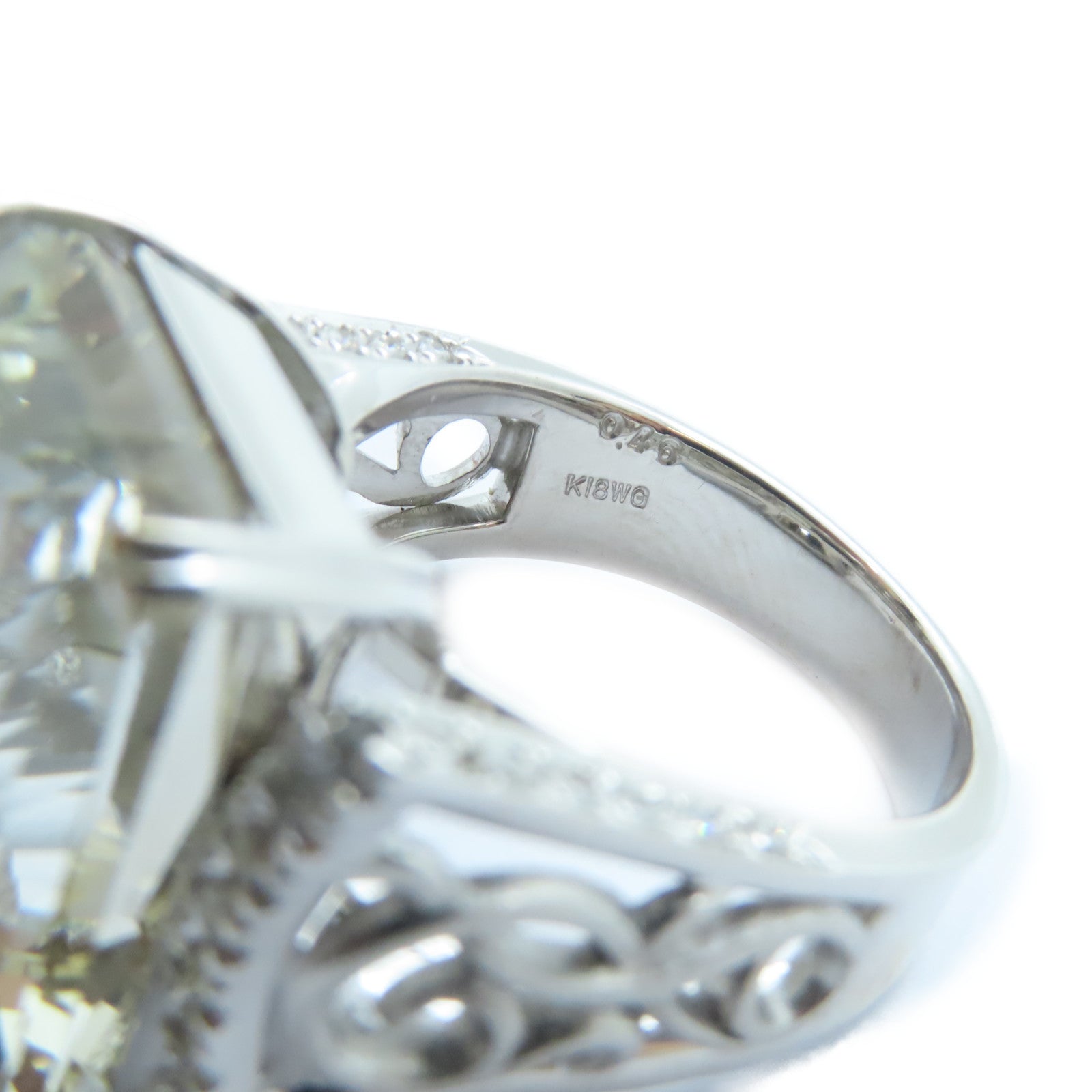 JEWELRY 18K白金Topaz Diamond Ring 24.39ct黃玉/0.46ct鑽石戒指US#7.5