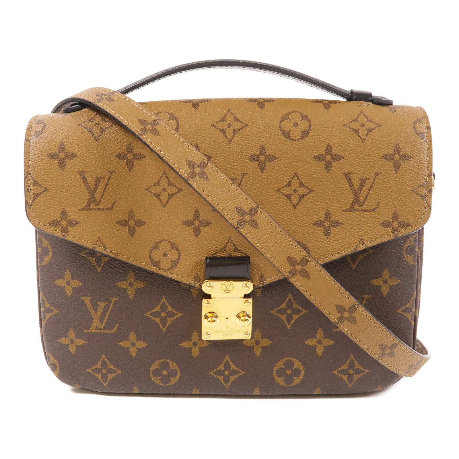 LOUIS VUITTON Monogram Reverse Pochette Metis金扣手挽肩背兩用袋