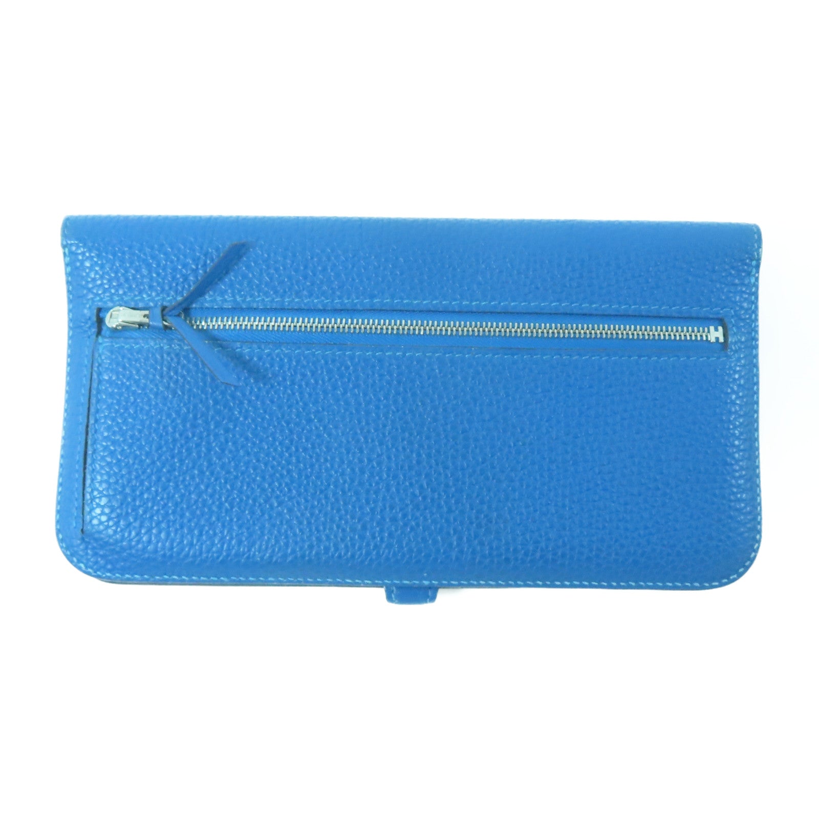 HERMES 【激減優惠】Togo皮革Dogon Long Wallet銀扣長錢包藍色