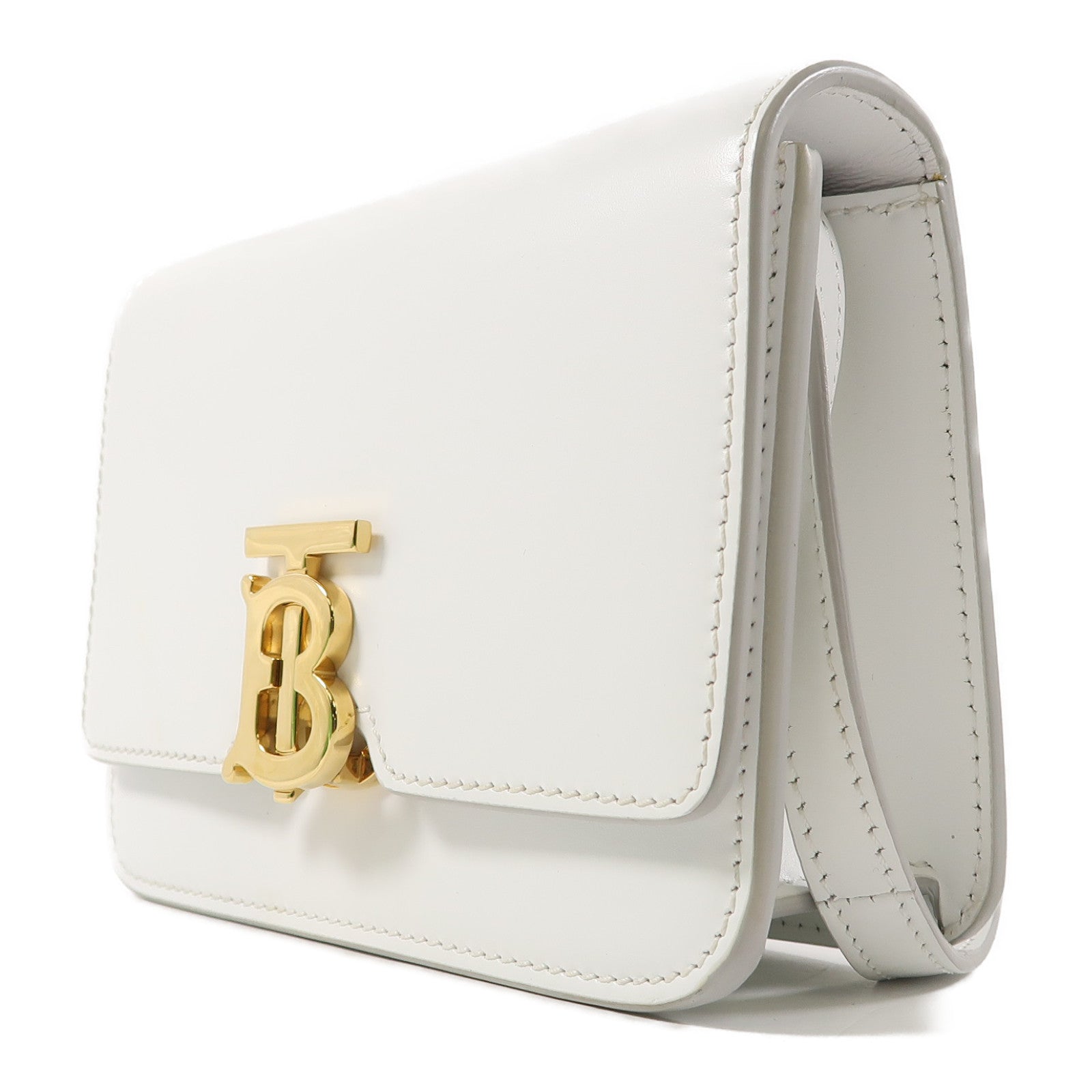 BURBERRY 牛皮皮革Shoulder Bag金扣肩背袋白色