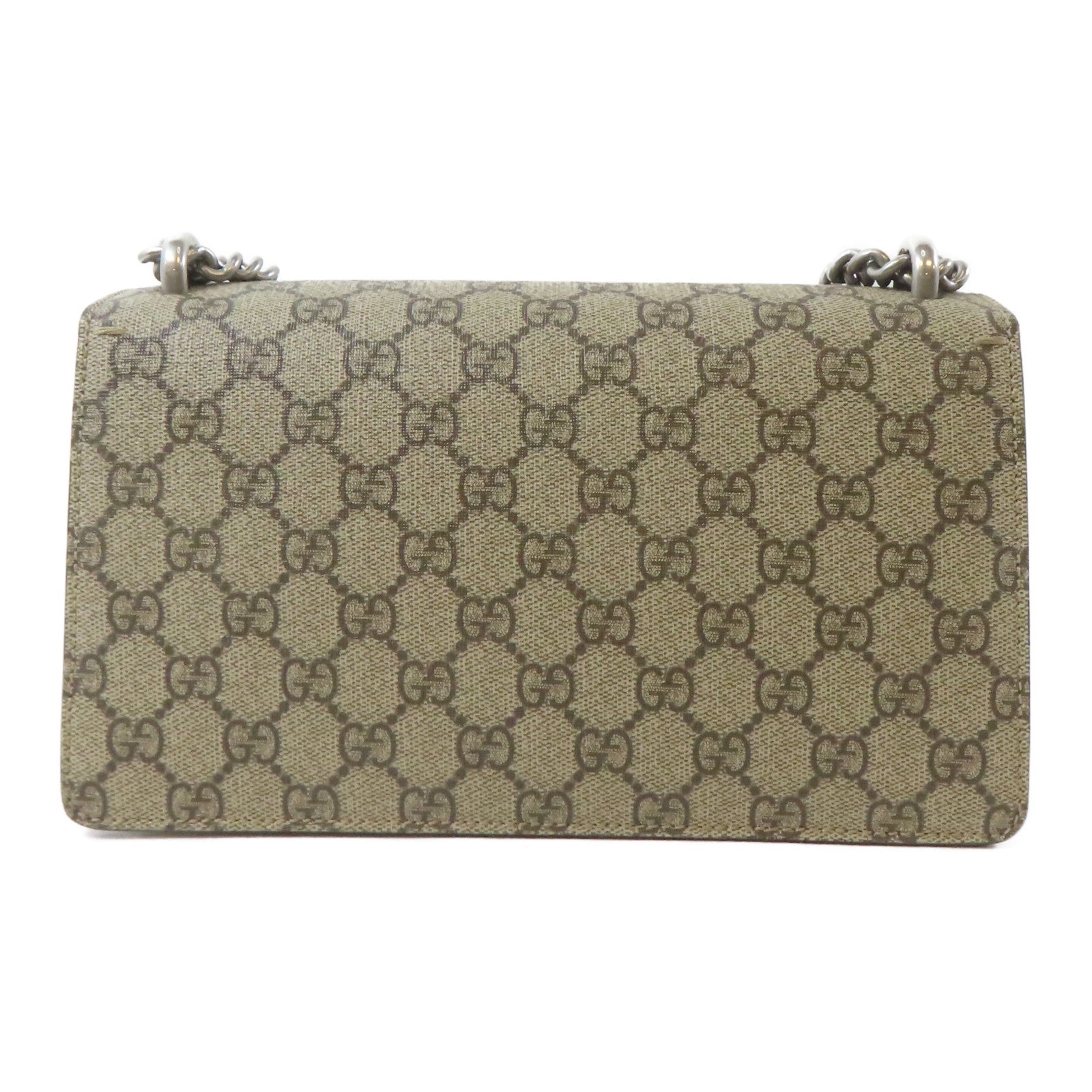 GUCCI 【激減優惠】塗層帆布Small Dionysus銀扣鏈帶肩背袋啡色