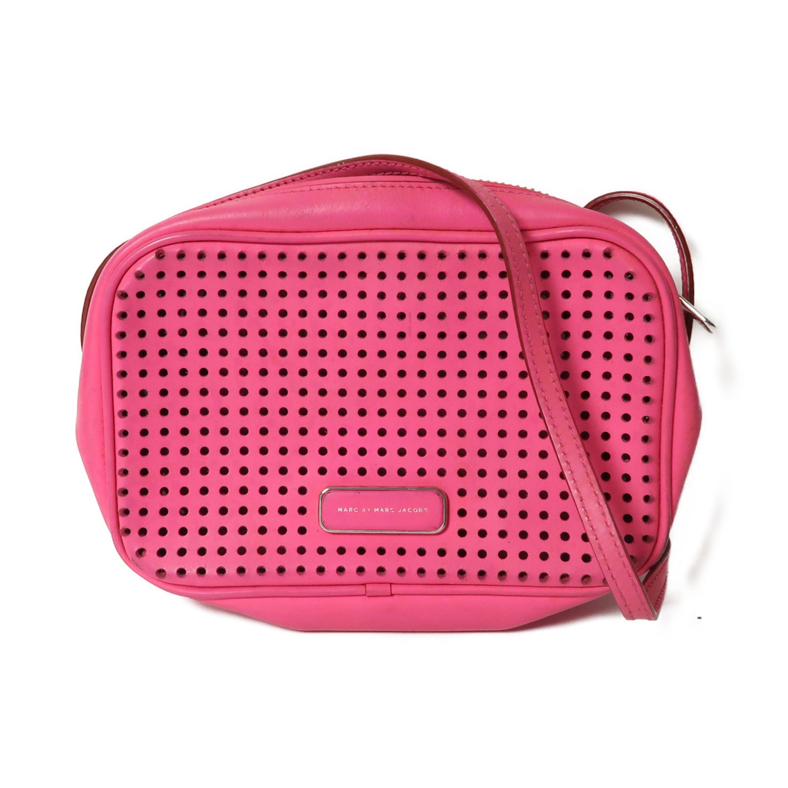 MARC JACOBS 牛皮皮革Shoulder Bag銀扣肩背袋粉紅色