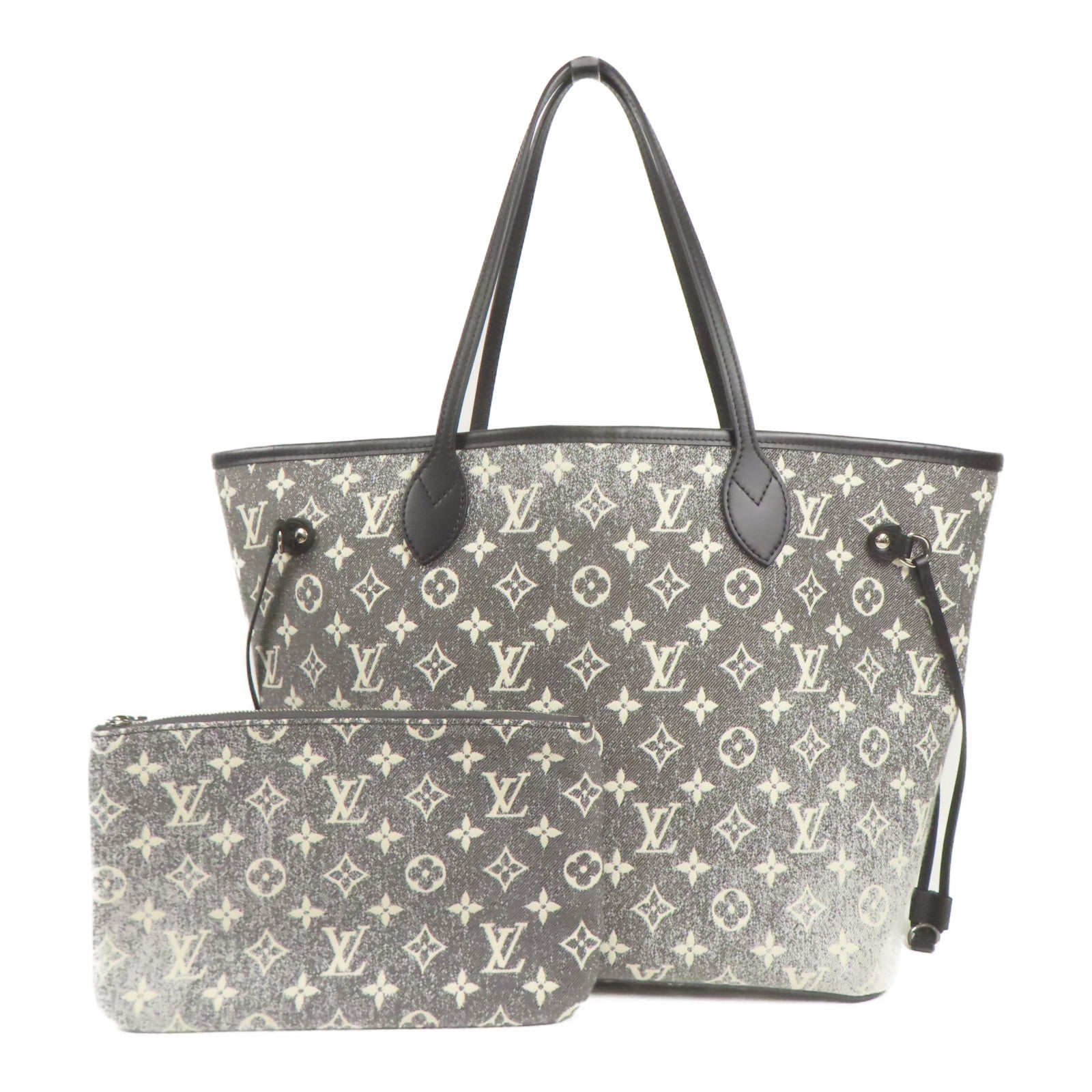 LOUIS VUITTON Monogram Jaquard Neverfull MM銀扣肩背袋