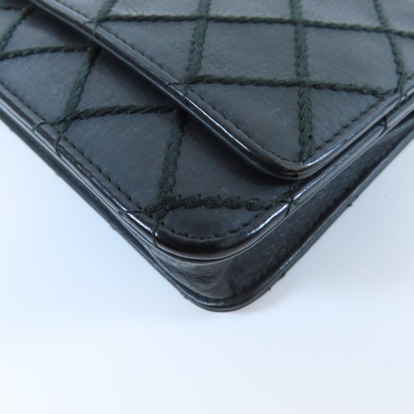 CHANEL 【激減優惠】菱格羊皮皮革WOC Chain Shoulder Bag銀扣鏈帶肩背袋黑色