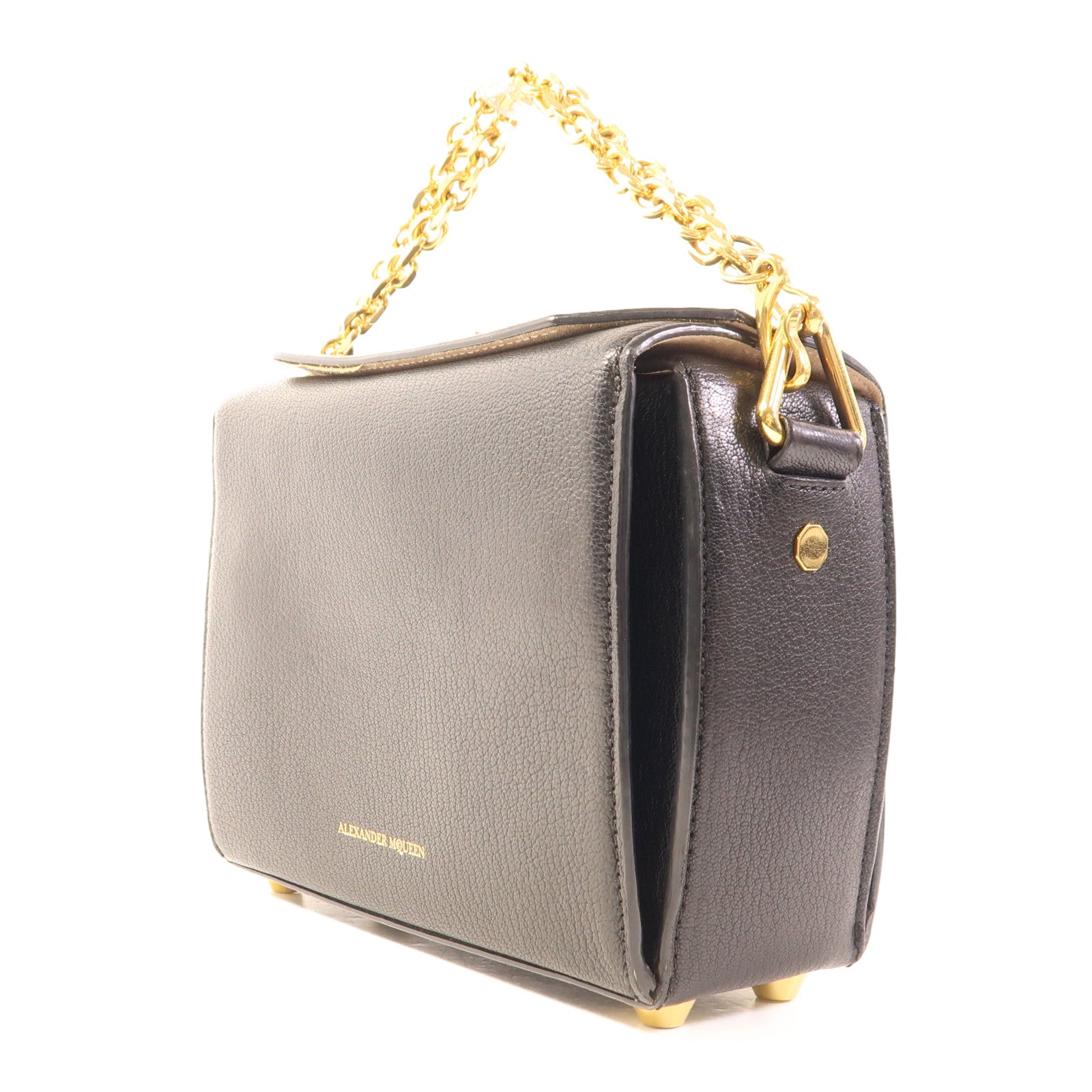Alexander McQueen 牛皮皮革Alexander Mcqueen金扣鏈帶手挽肩背兩用袋