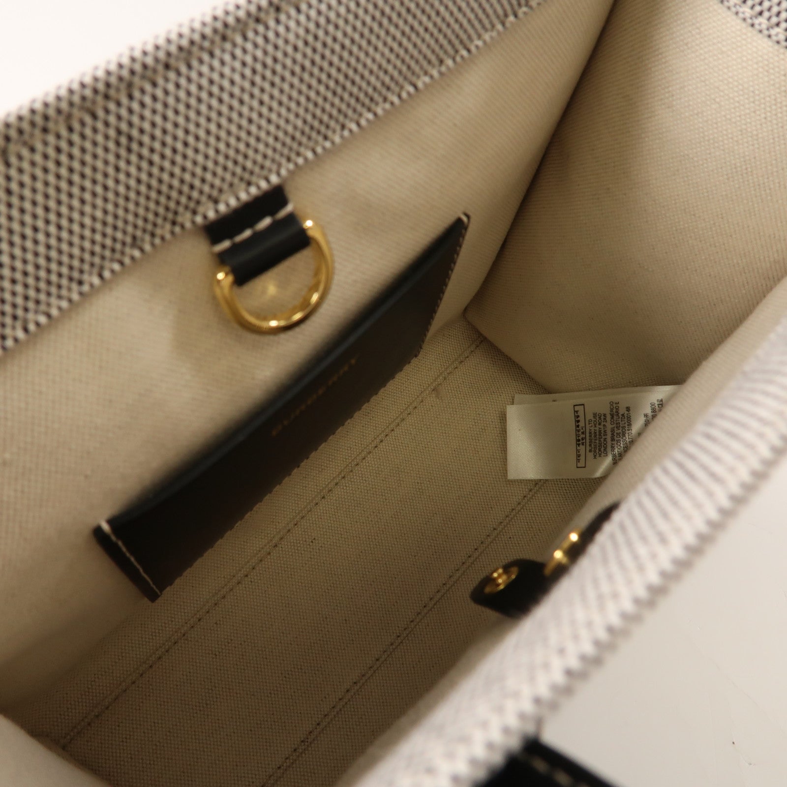 BURBERRY 帆布/皮革Mini Freya金扣手挽肩背兩用袋黑色/灰色