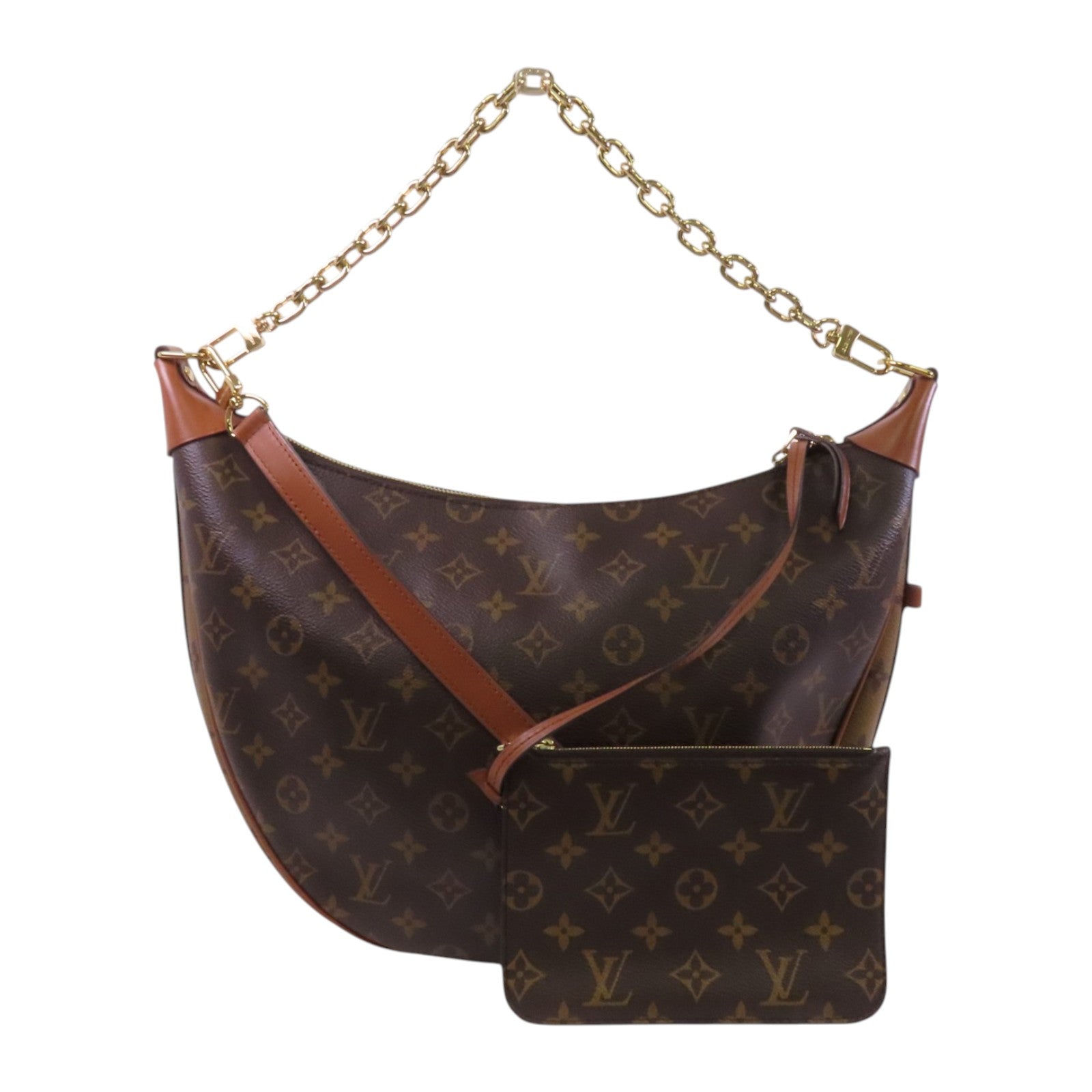 LOUIS VUITTON Monogram Reverse Loop Hobo金扣手挽肩背兩用袋