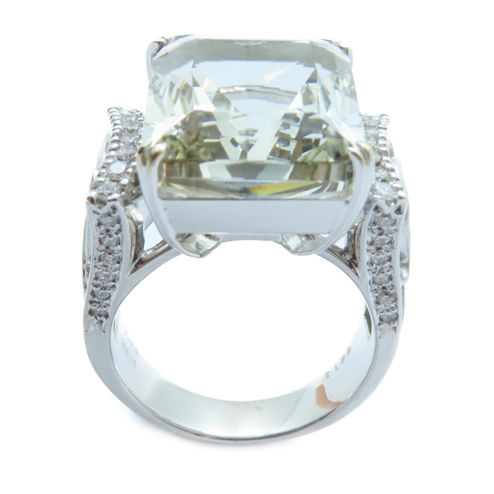 JEWELRY 18K白金Topaz Diamond Ring 24.39ct黃玉/0.46ct鑽石戒指US#7.5