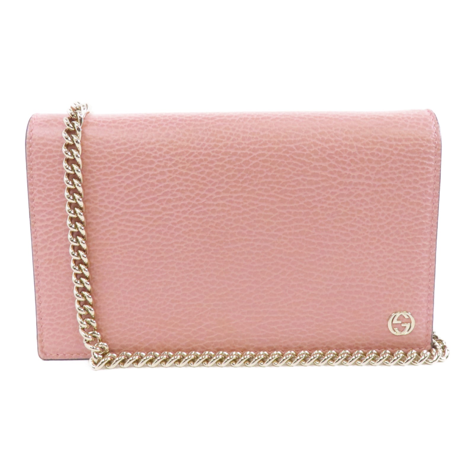 GUCCI 【激減優惠】牛皮皮革Chain Shoulder金扣鏈帶肩背袋粉紅色