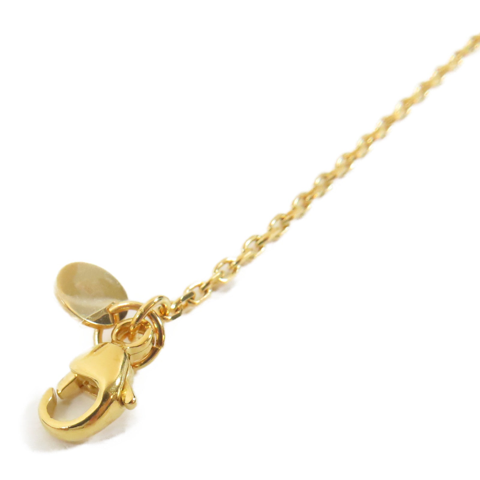 HERMES 皮革/金屬As de Coeur Pendant Necklace項鍊啡色/金色#48cm