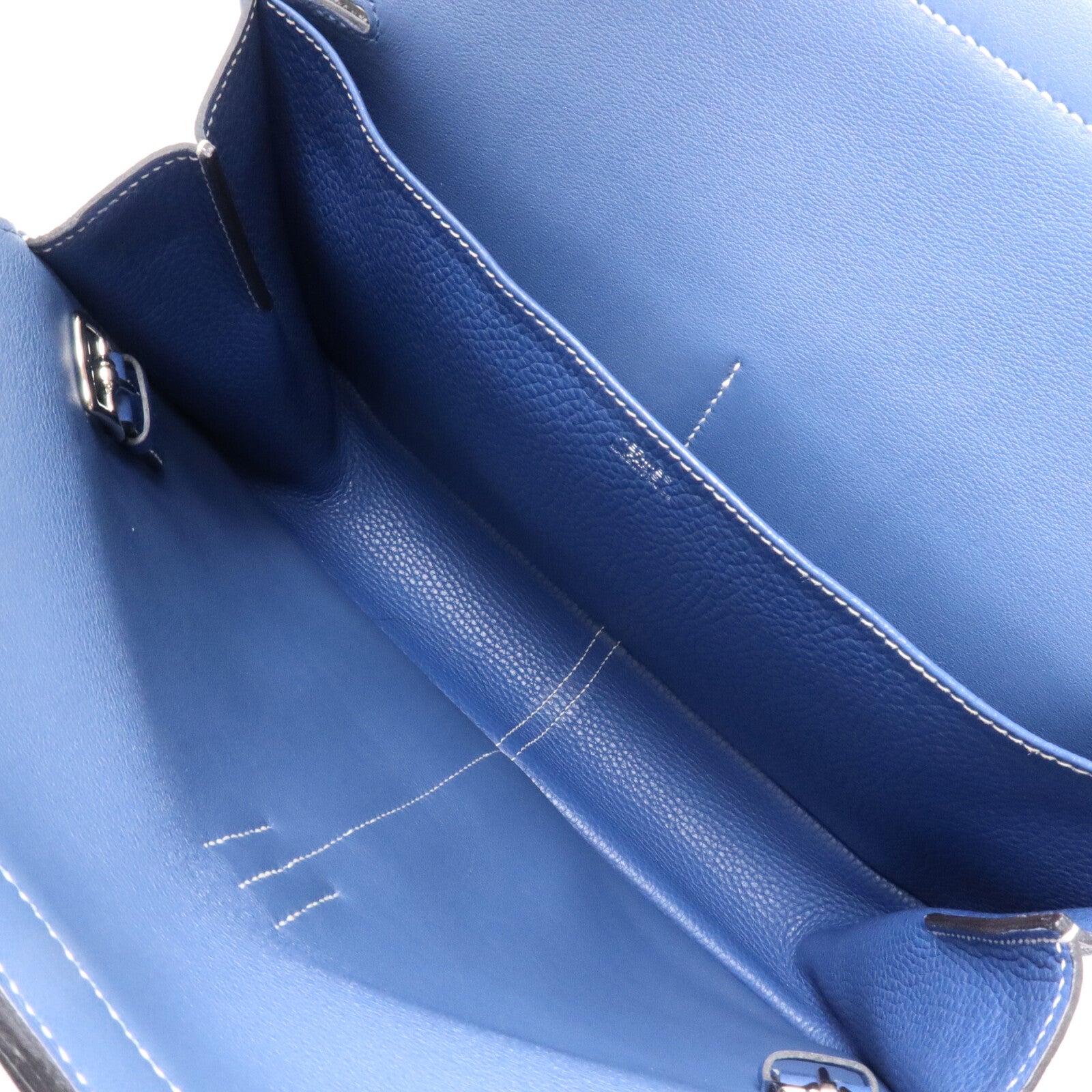 HERMES Clemence皮革Halzan 31手挽肩背兩用袋Bleu Brighton