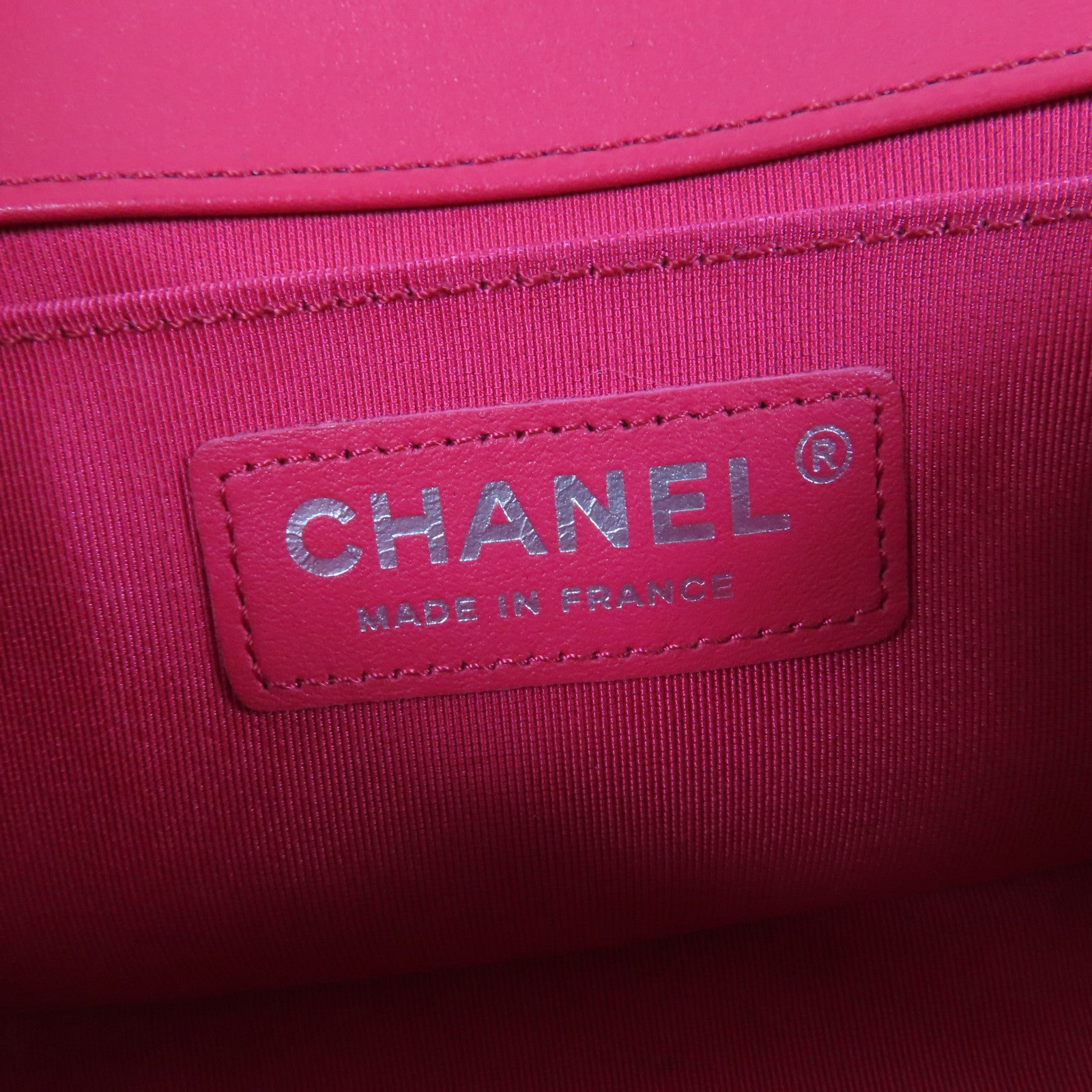 CHANEL 【激減優惠】菱格羊皮皮革Boy 20銀扣鏈帶肩背袋粉紅色