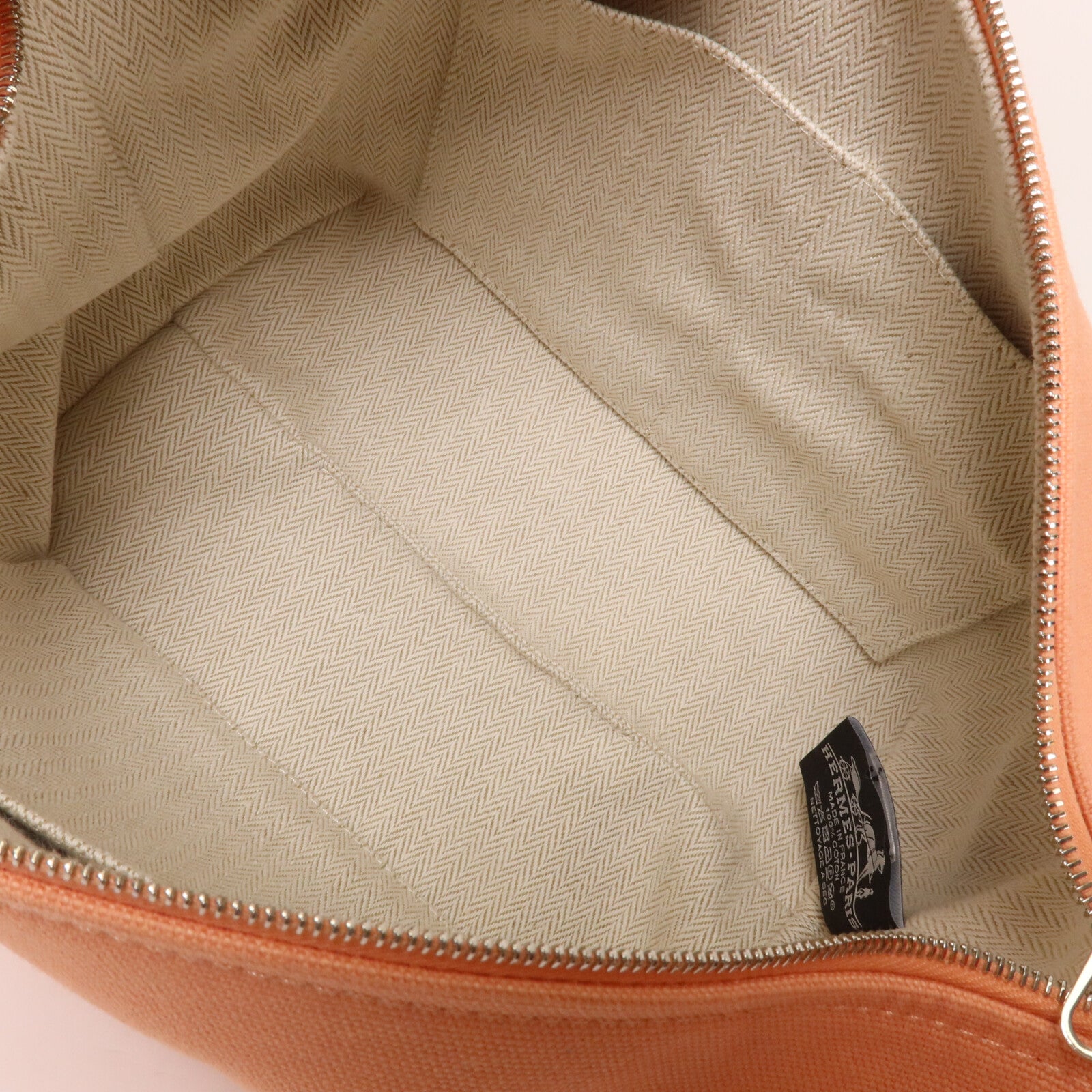 HERMES 帆布Bride a Brac PM手挽袋Goyave/White