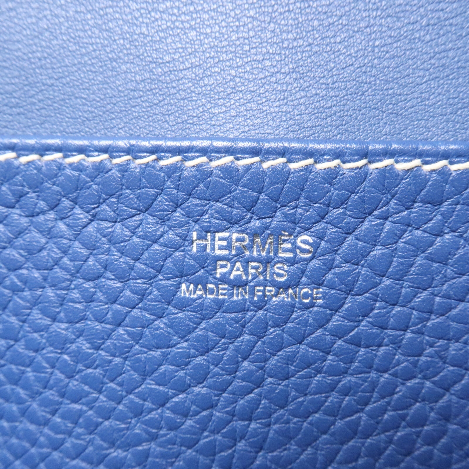 HERMES Clemence皮革Halzan 31手挽肩背兩用袋Bleu Brighton