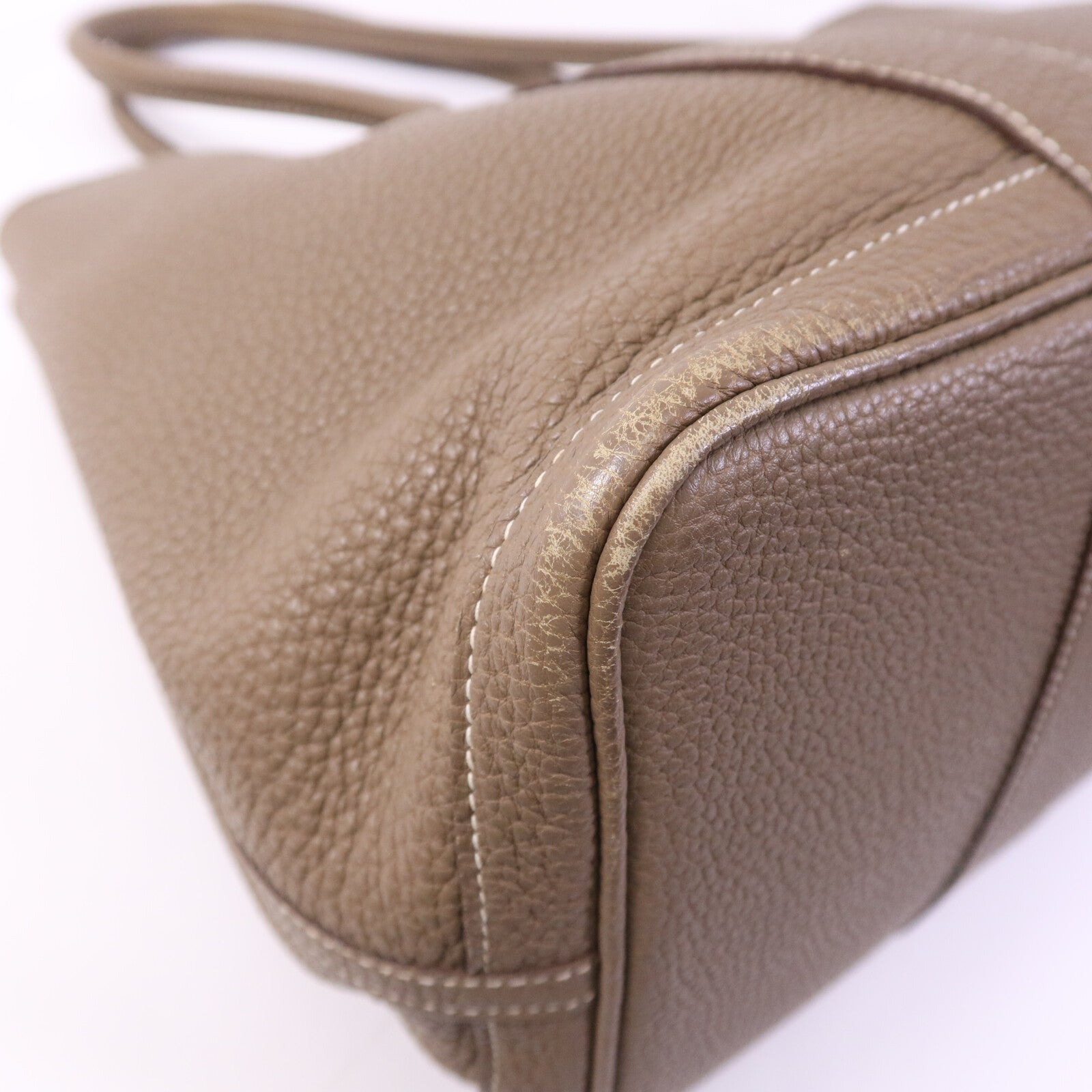 HERMES Clemence皮革GardenParty PM銀扣手挽袋Etoupe