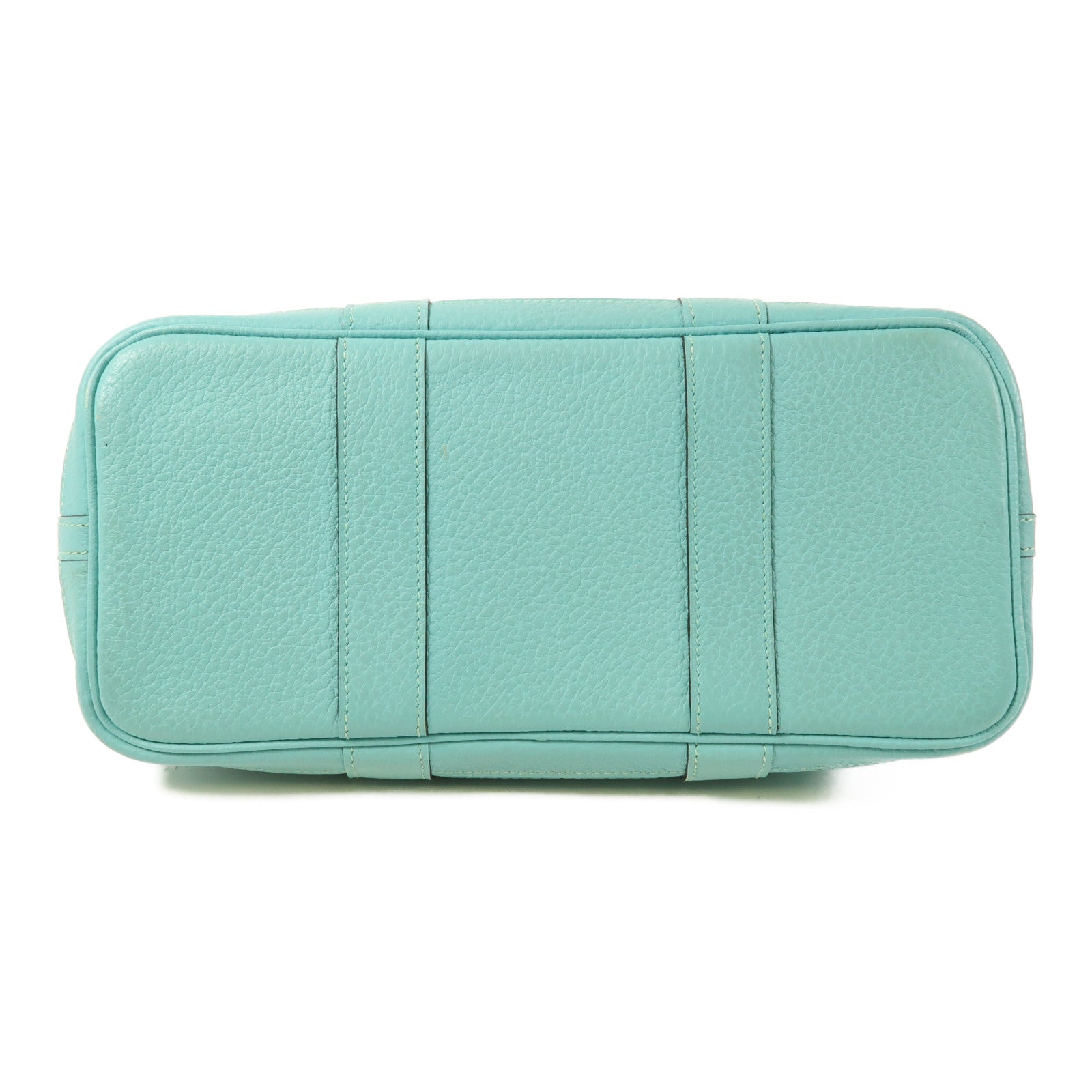 HERMES Country皮革Garden Party TPM銀扣手挽袋3P Bleu Atoll