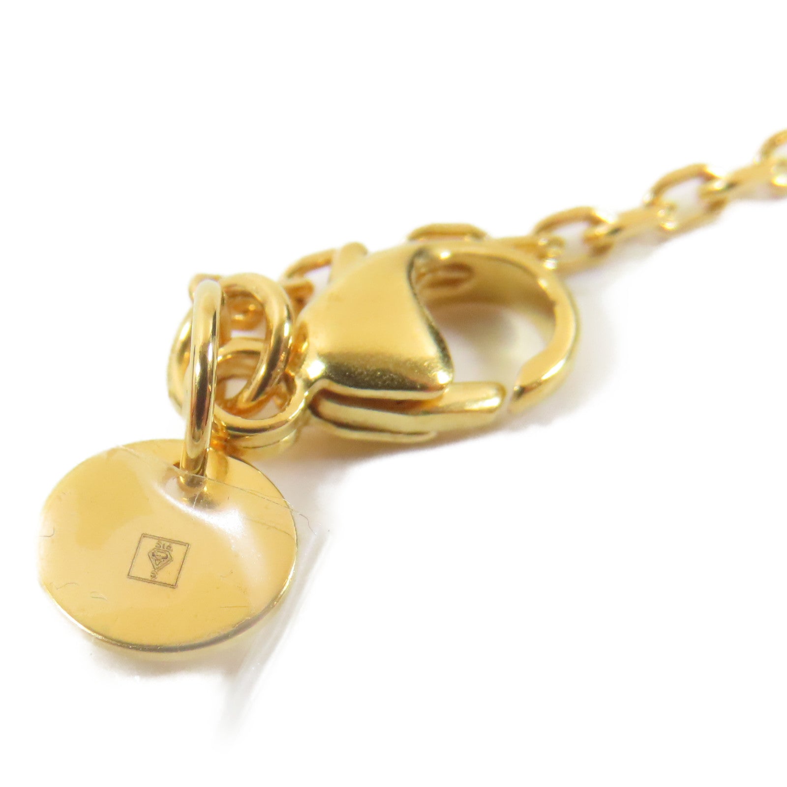 HERMES 皮革/金屬As de Coeur Pendant Necklace項鍊啡色/金色#48cm