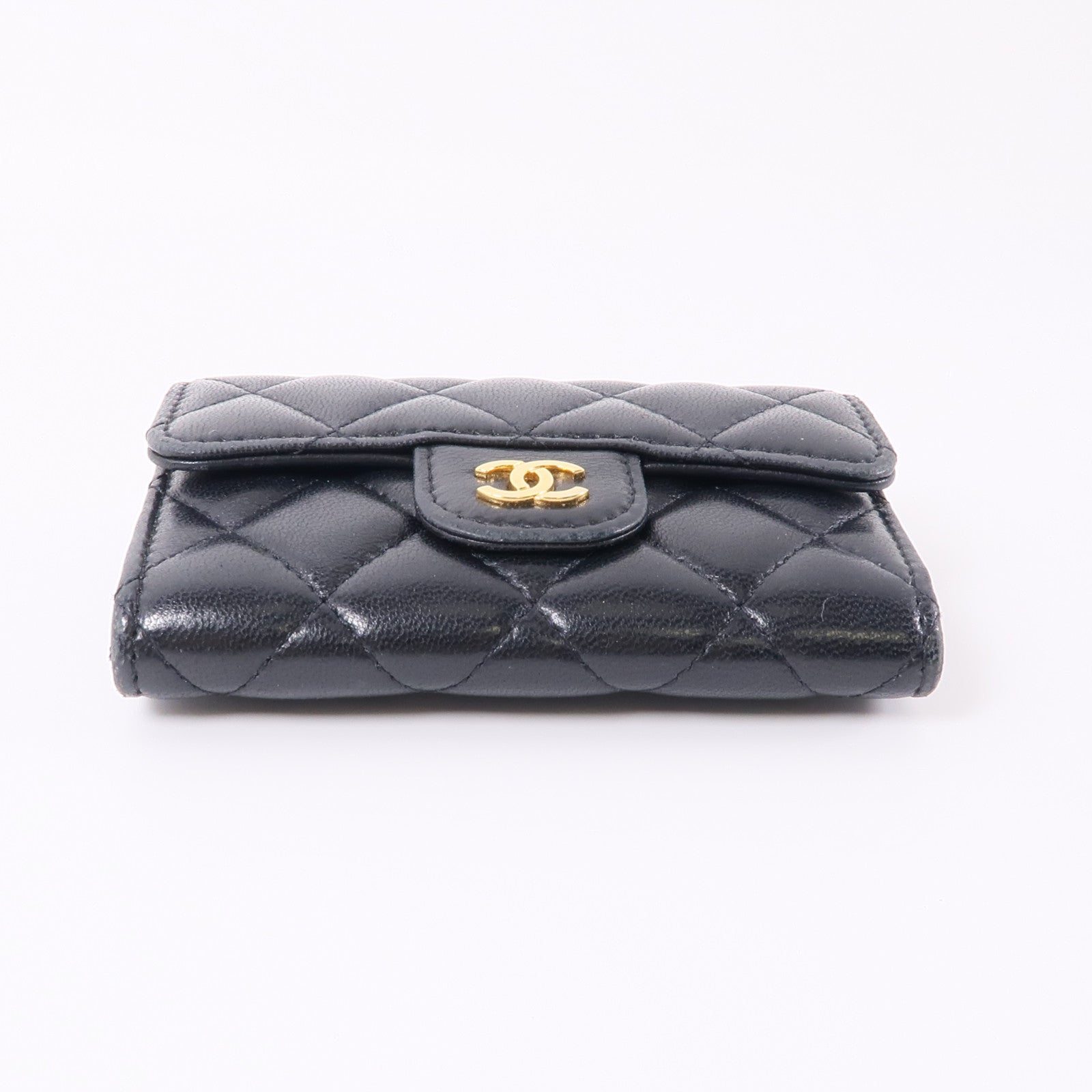 CHANEL 羊皮皮革Card Case金扣卡片套黑色