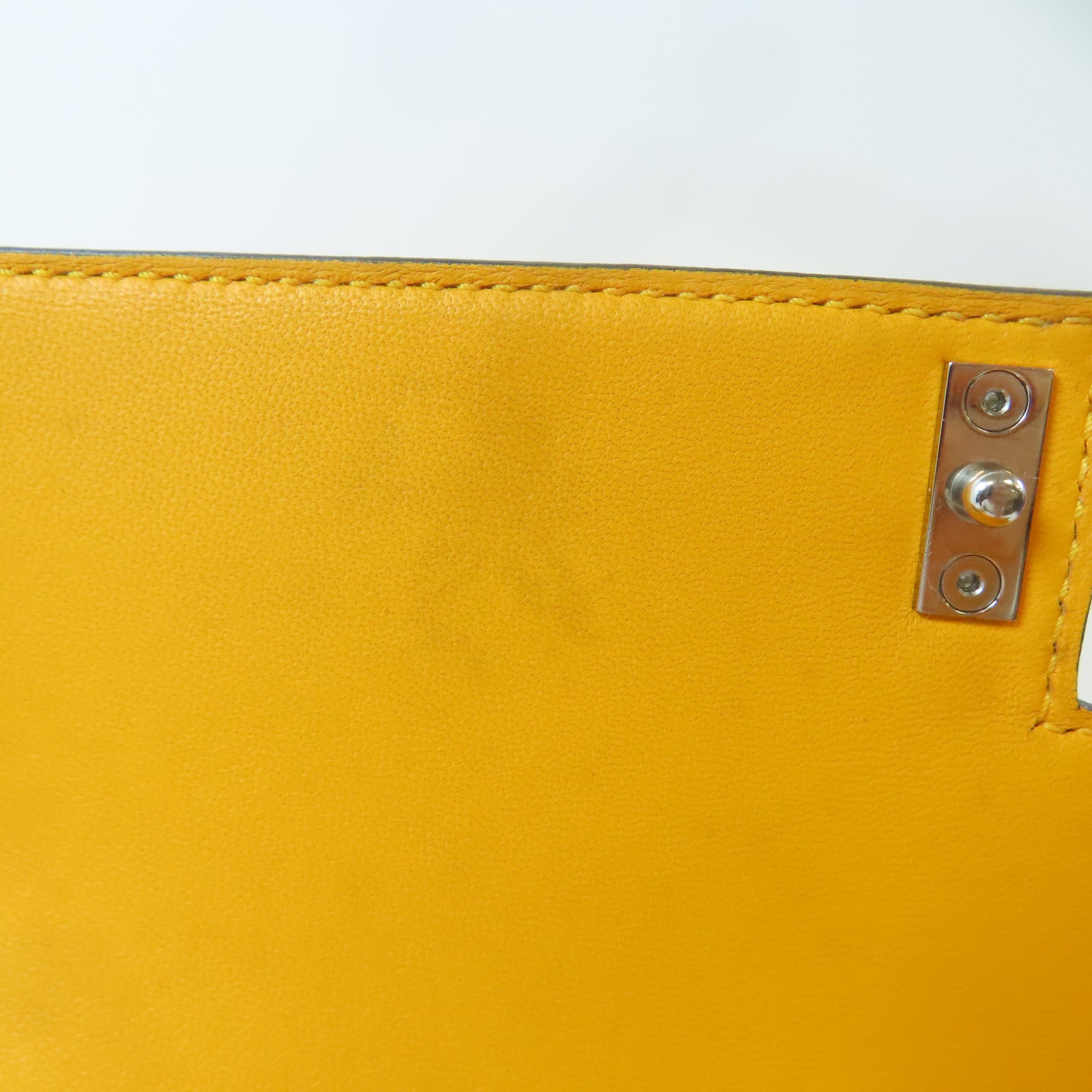 HERMES Epsom皮革Verrou 23銀扣肩背袋Jaune D'or/橙色