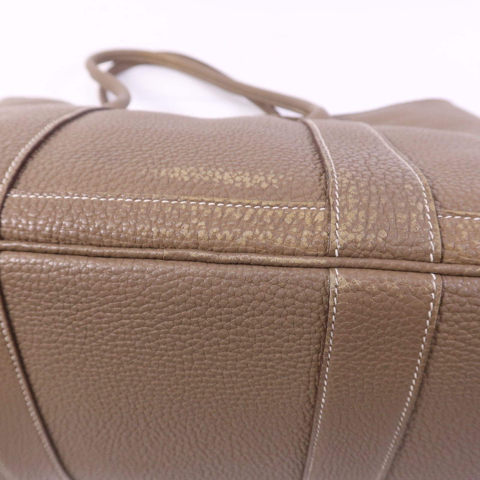 HERMES Clemence皮革GardenParty PM銀扣手挽袋Etoupe