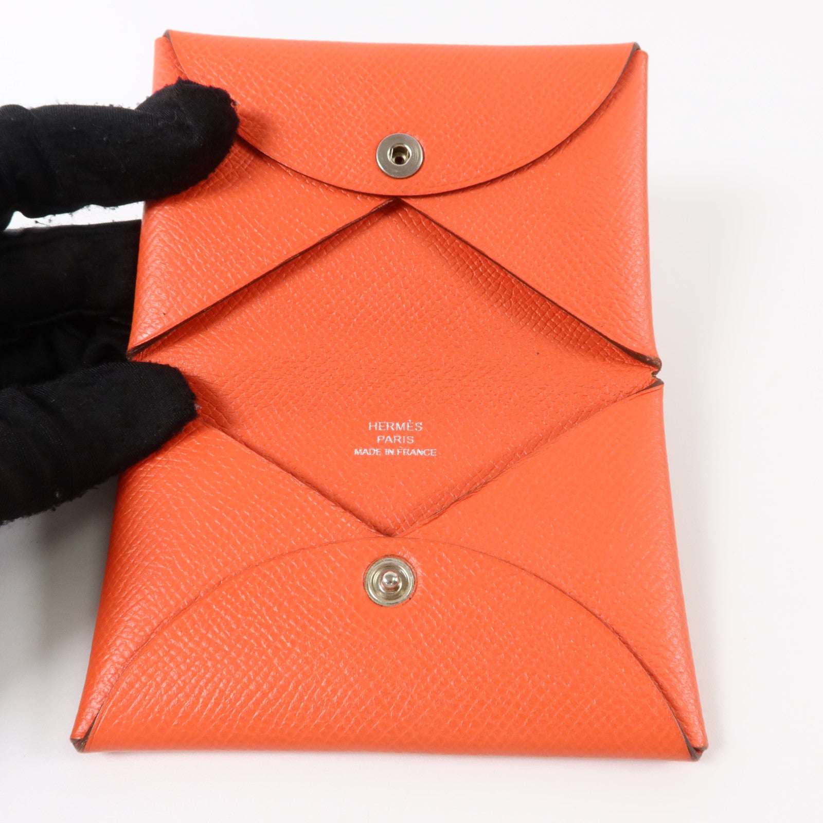 HERMES Epsom皮革Calvi Card Case銀扣卡片套Rose Jaipur