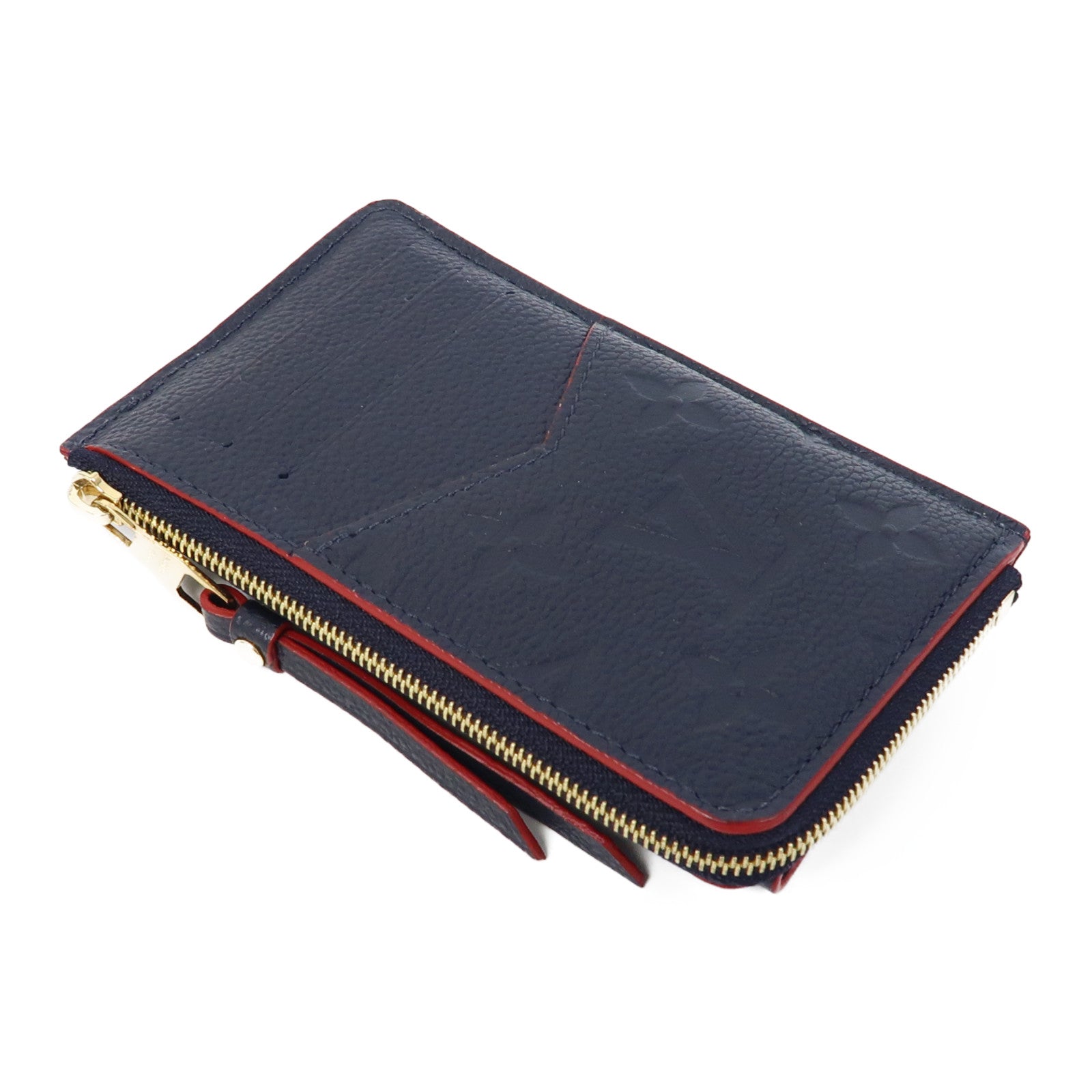 LOUIS VUITTON Monogram Empreinte Recto Verso金扣卡片套深藍色