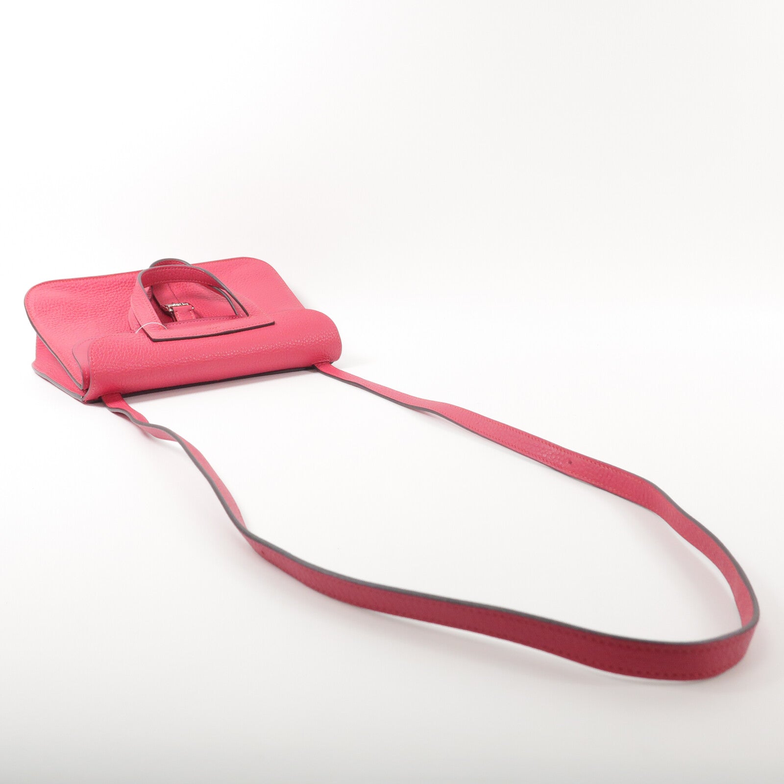 HERMES Clemence皮革Halzan 25手挽肩背兩用袋Rose Extren