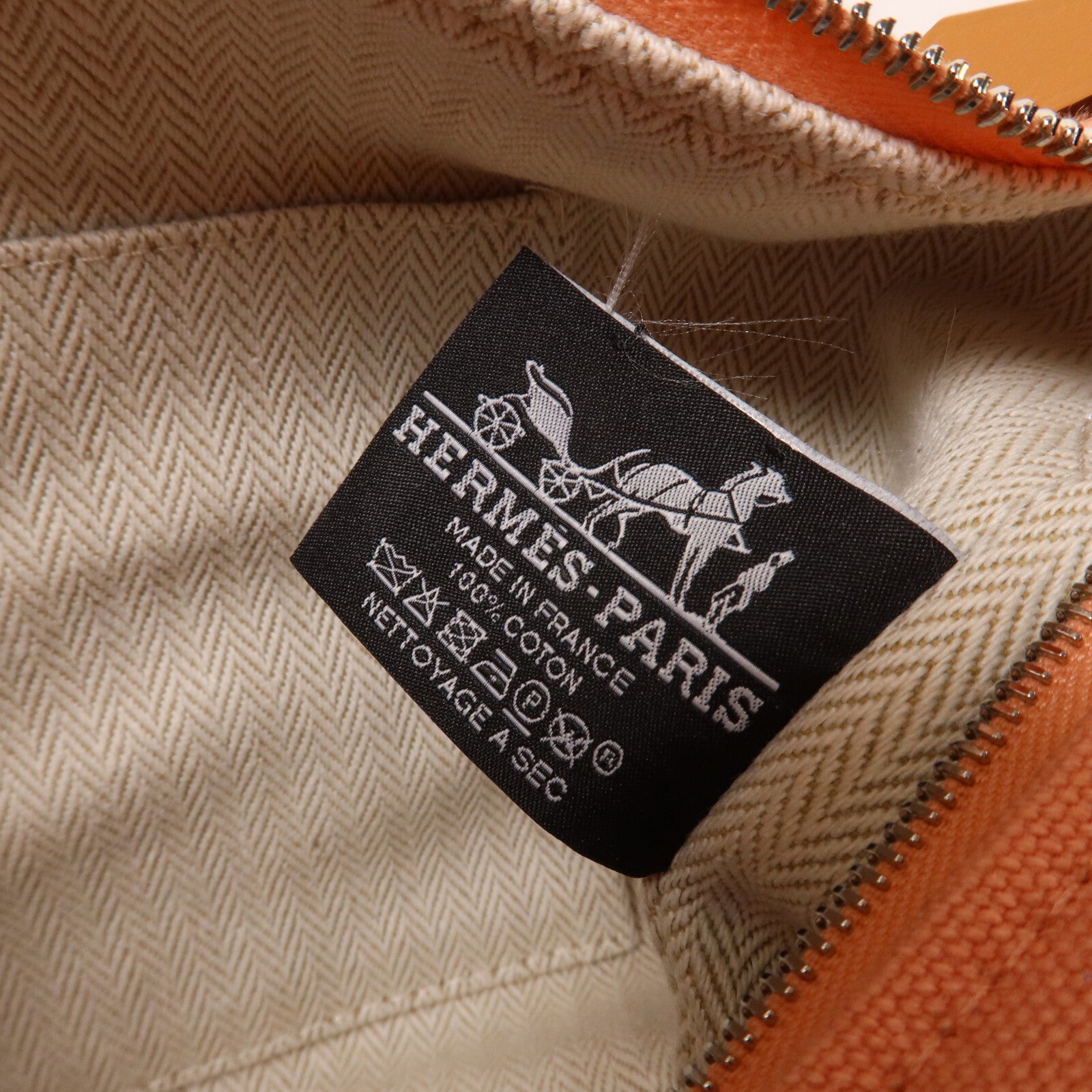 HERMES 帆布Bride a Brac PM手挽袋Goyave/White