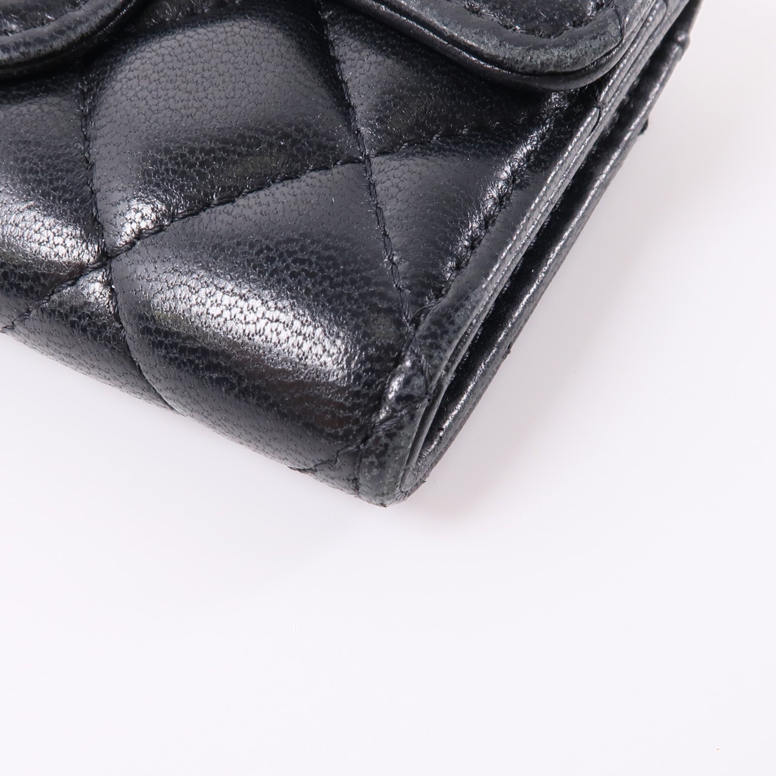 CHANEL 羊皮皮革Card Case金扣卡片套黑色